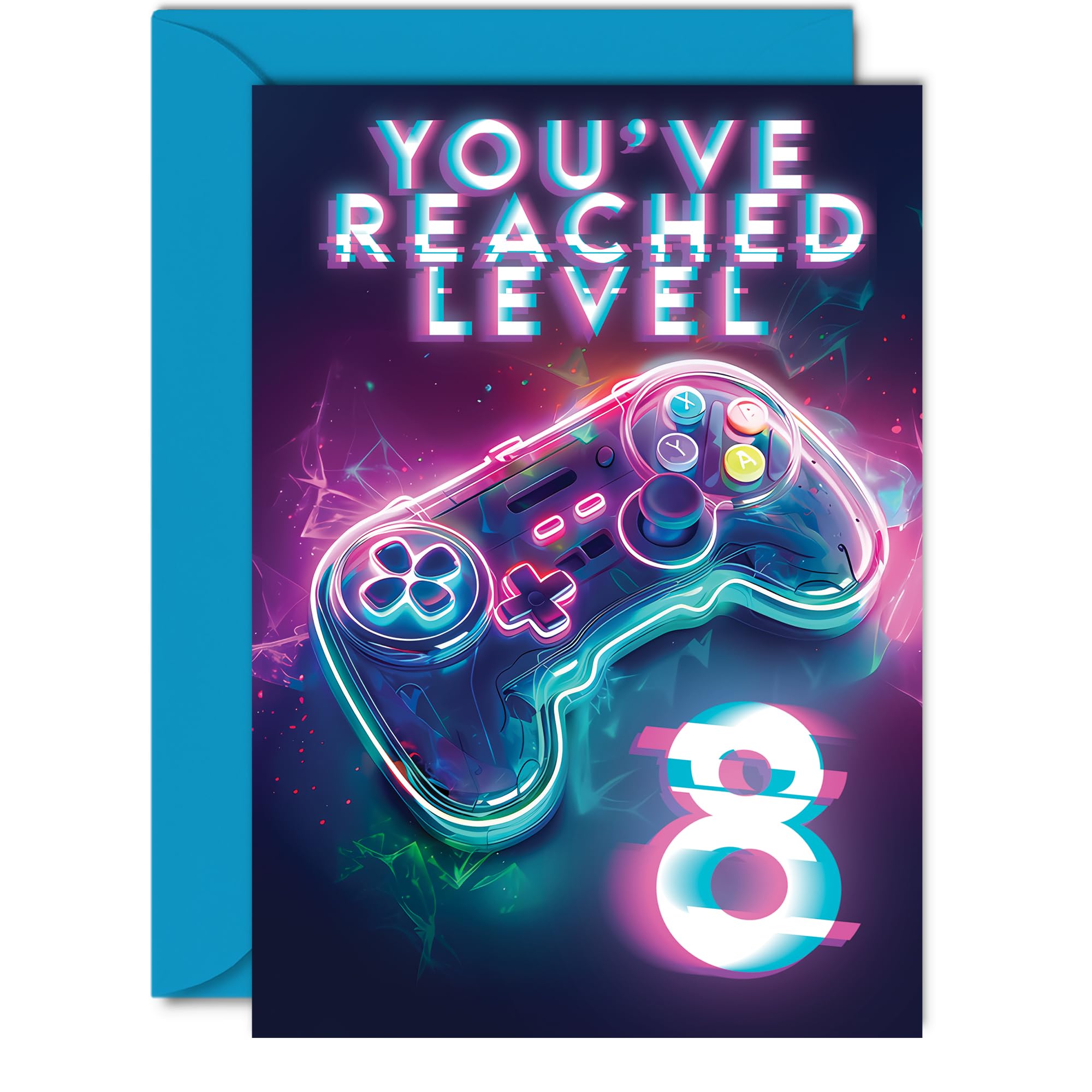 8th Gamer Birthday Cards for Girls and Boys, You've Reached Level 8