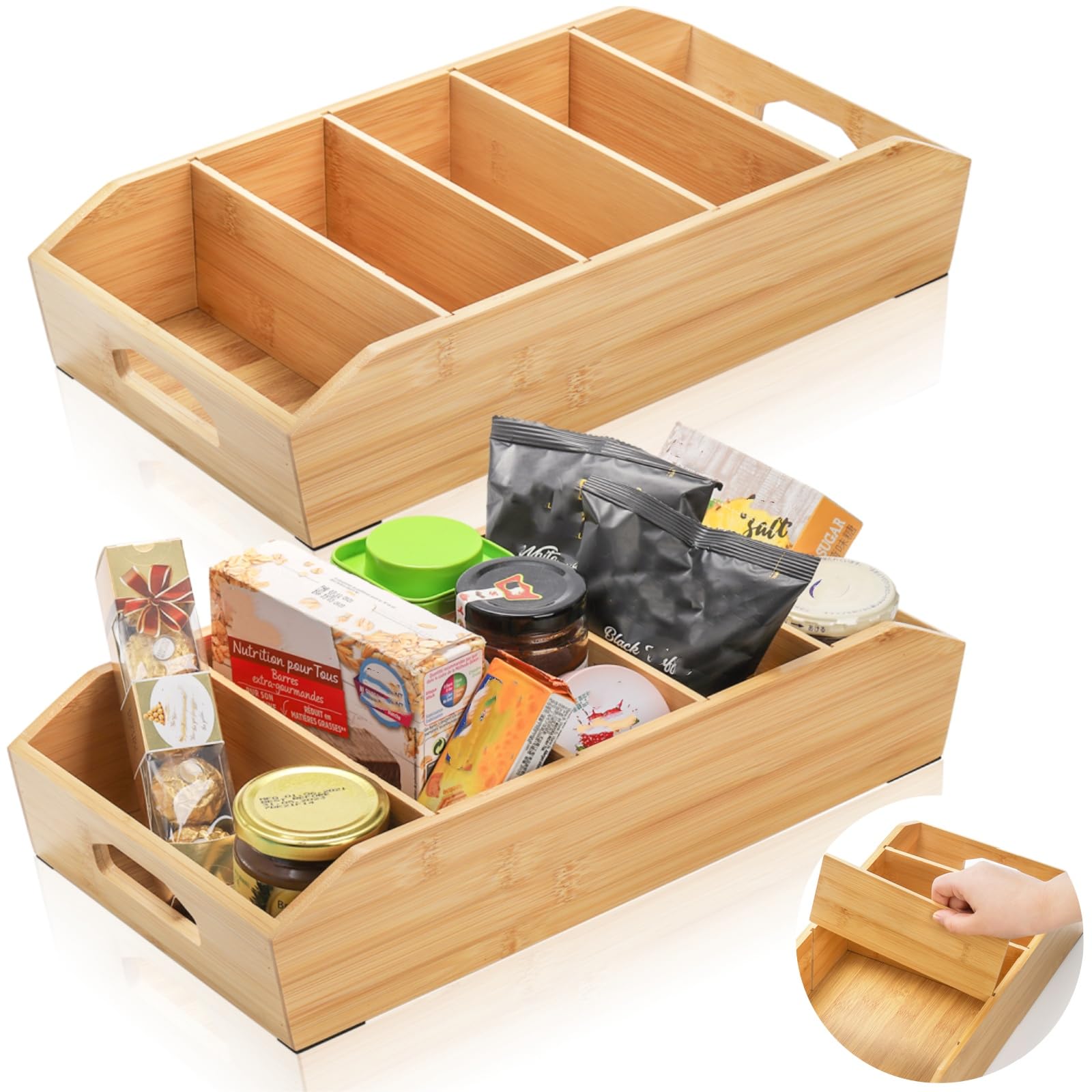 Amazon.com - Pumtus 2 Pack Bamboo Pantry Organizers, Storage Bin