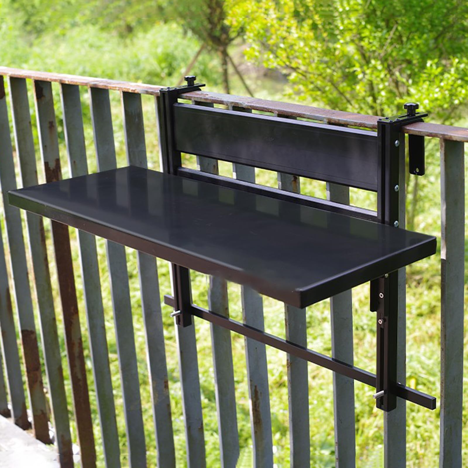 Tavolo da Balcone Sospeso,Tavolo da Appendere Ringhiera Altezza Regolabile,Tavolo Sospeso Ringhiera Lega di Alluminio,Tavolo da Ringhiera Balcone Pieghevole,per Giardino,Terrazza