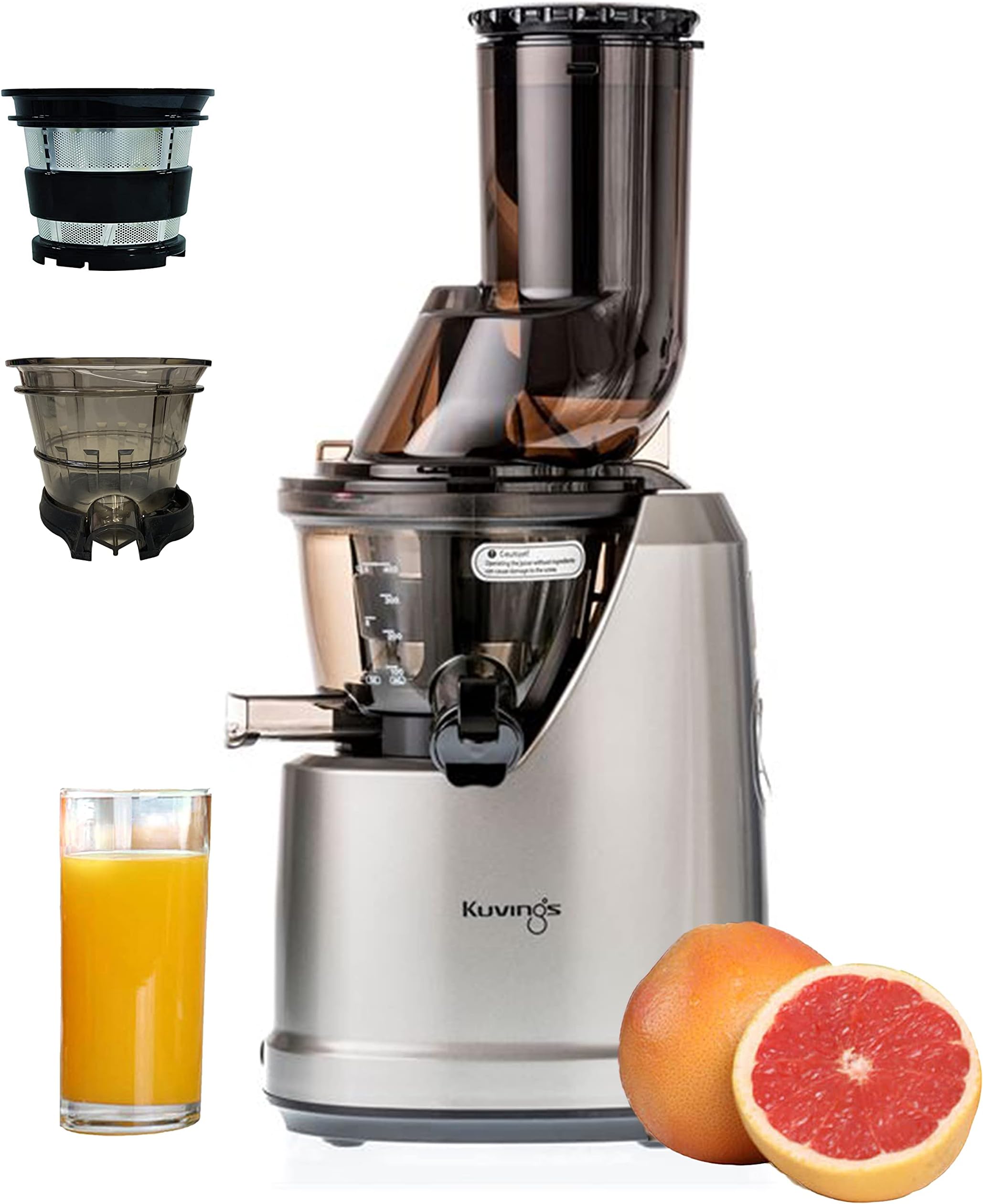 B1700 Dark Silver Professional Cold Press Whole Slow Juicer with Smoothie & Sorbet Attachments Patented JMCS Technology for 10% More Juice, Best Fruit & Vegetable Juicer, 240W Strong Motor