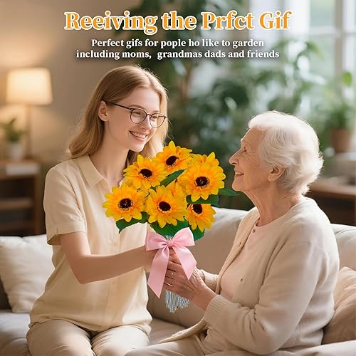 Miniatura 7 de Luces solares de estaca de jardín para exteriores, paquete de 2 luces LED solares con 8 girasoles, luces decorativas solares impermeables para