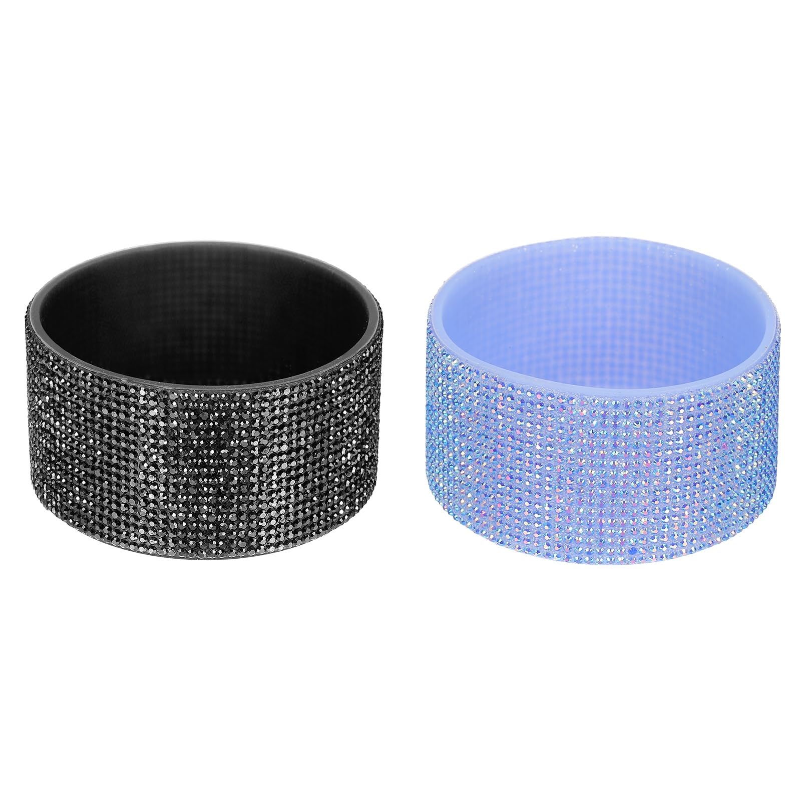 PATIKIL Glitter Silicone Boot, 2 Pcs Diamond Water Bottle Protective Boot Shining Anti Slip Cup Sleeve Accessories for Stanley Tumbler 20-40OZ with 2.8" Bottom, Black/Dark Blue