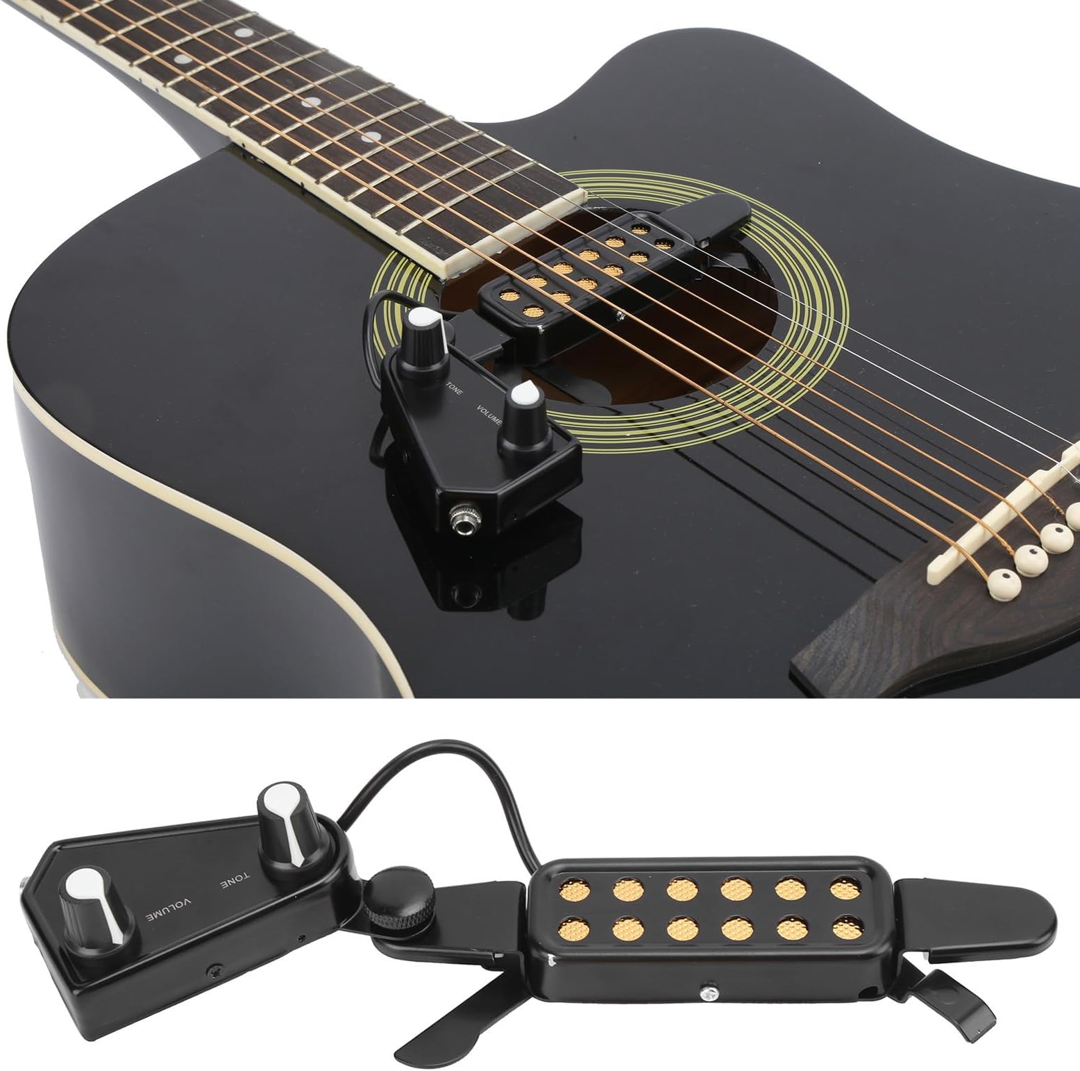Acoustic Guitar Pickup, Acoustic Guitar Electric Transducer Clip On Soundhole Guitar Pickups Guitar Pickup with Volume for Acoustic Guitar (Black), OPPWONG3udmxg8hek-11