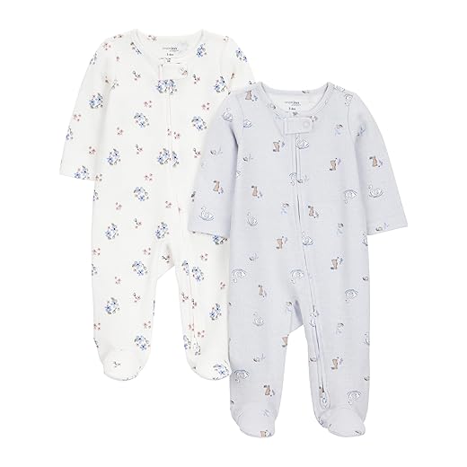 Macacão de dormir para bebês 2-way Zip Thermal Footed Sleep and Play, Pack of 2 Simple Joys by Carter'sUnisex Bebê