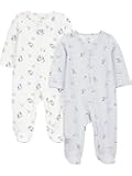 baby-girls 2-way Zip Thermal Footed Sleep and Play, Pack of 2