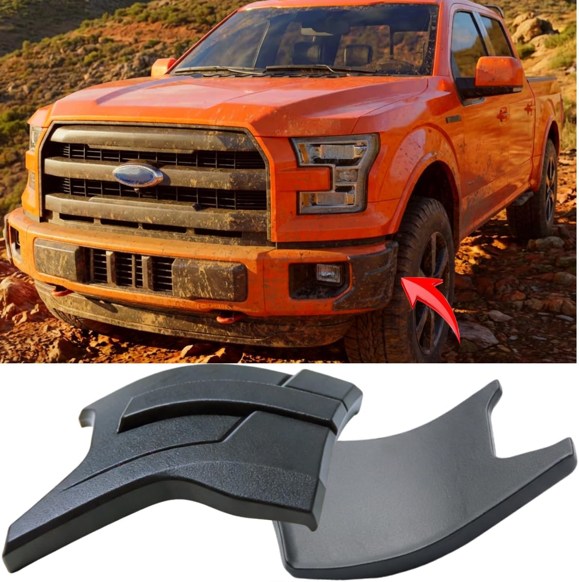 STSEV01 Front Bumper Corner Protector Fit for Ford F150 F-150 2015-2020 Accessories XL/XLT/Lariat/Limited/King Ranch, 2pcs Add-on Bumper Corner Anti Scratch Protective Panel (Matte Black)