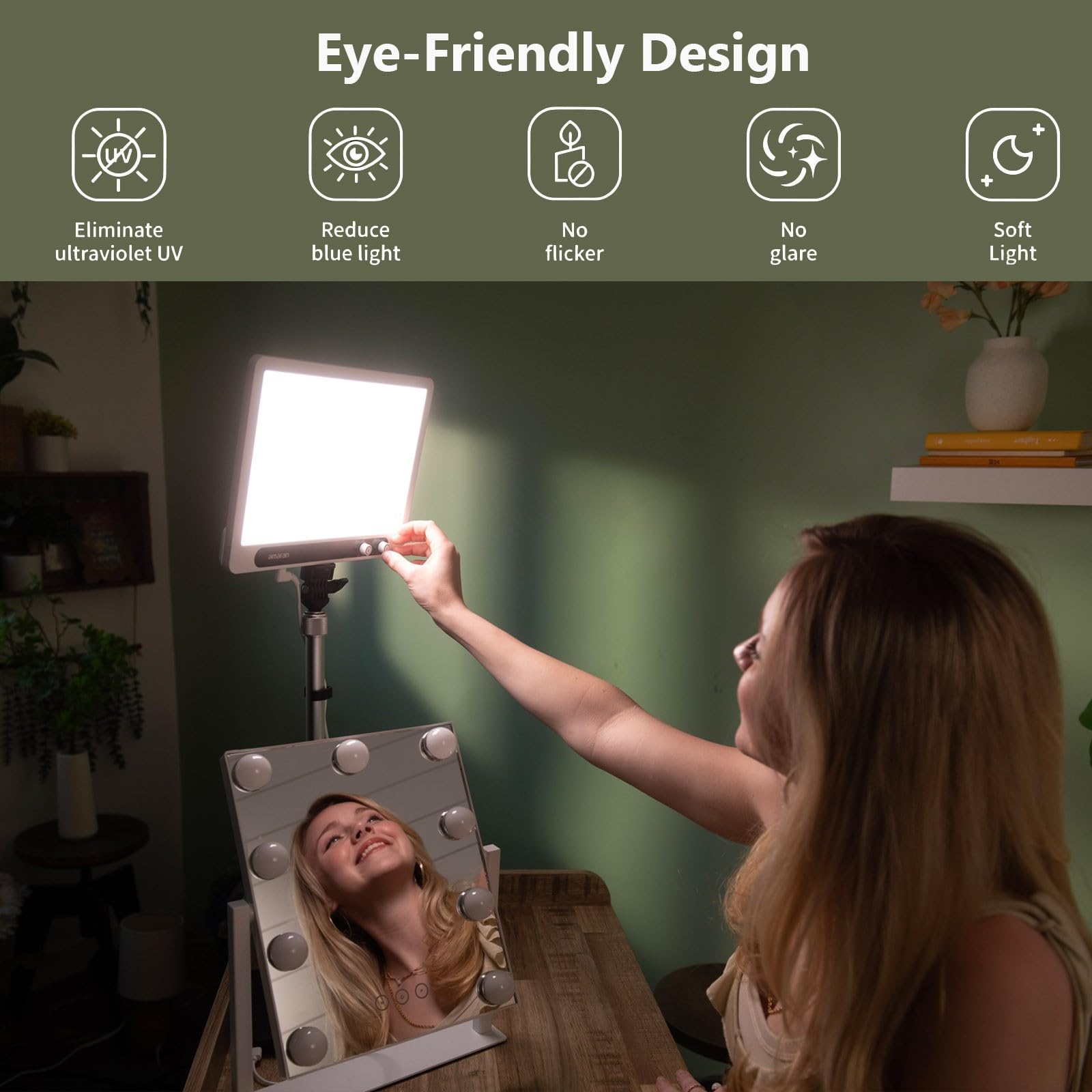 Amaran Verge Key Light, 96+ CRI,0-100% Brightness & 2700K-6500K,Bi