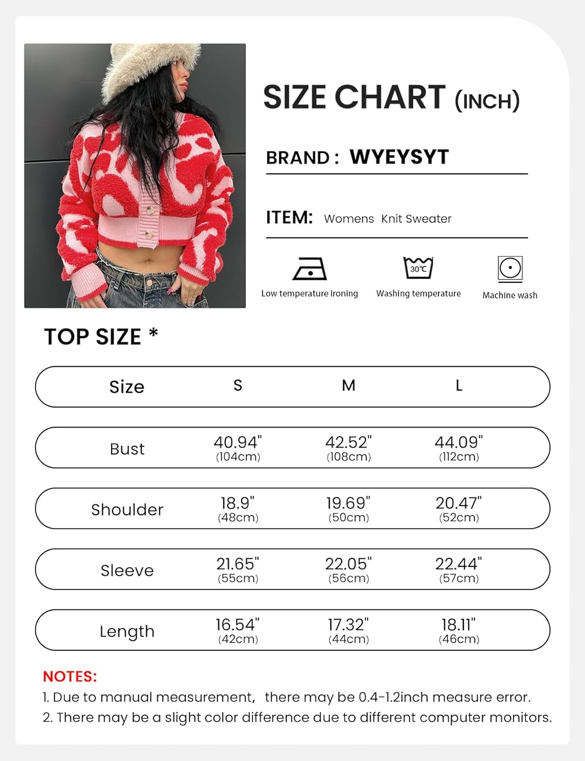 Wyeysyt Womens Cropped Color Block Cardigan Sweaters Long Sleeve Button Down Open Front Knit Sweater Outerwear - Image 6