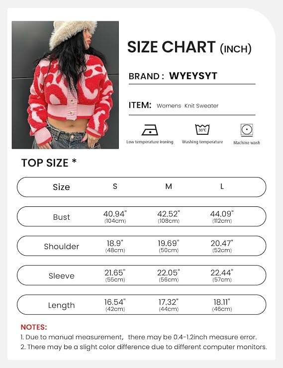 Wyeysyt Womens Cropped Color Block Cardigan Sweaters Long Sleeve Button Down Open Front Knit Sweater Outerwear
