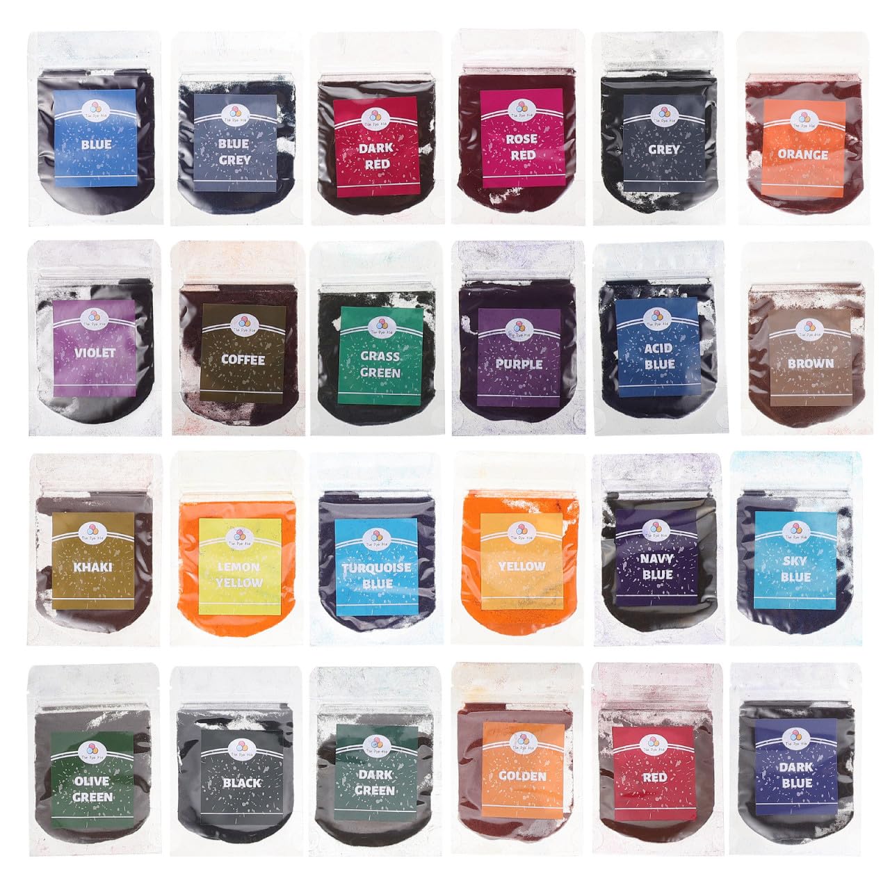 Kit de Pigmentos Tie Dye en Polvo Sintético para Teñir Ropa y Almohadas, Adecuado para Diy, Manualidades y Ambientación Familiar 24 Colores Vivos