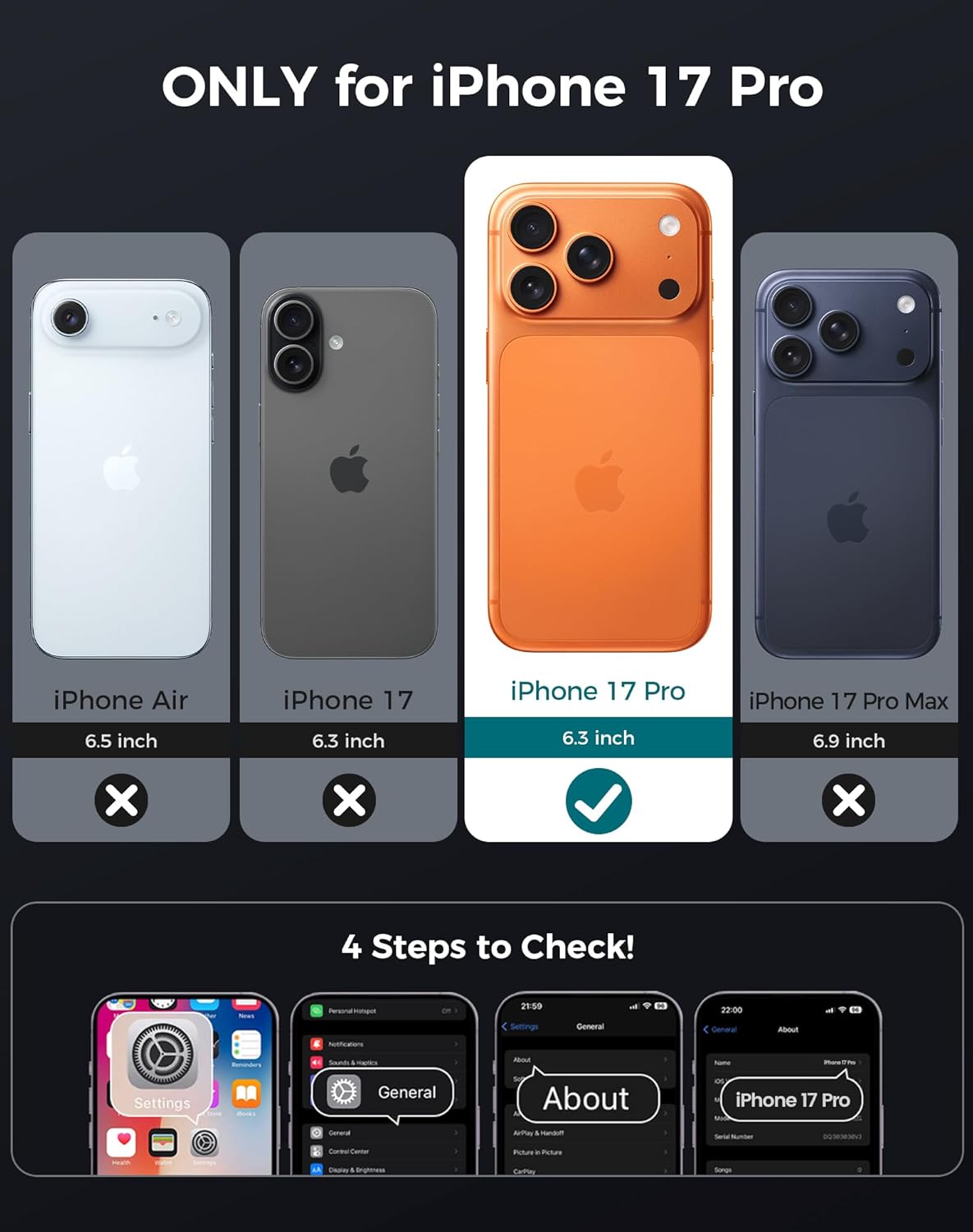 Goton for iPhone 17 Pro Case with Privacy Tempered Glass Screen Protector & Camera Lens Protector, Compatible with MagSafe, Invisible Kickstand, Shockproof Phone Cover, Blue - Image 2