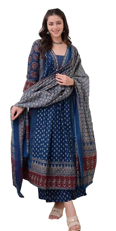 Printed Anarkali kurta and pant with dupatta
