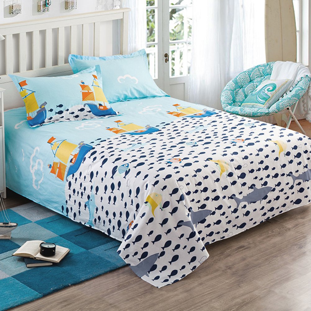Drap en coton imprimé dessin animé pour lit une place matelassé parfait pour chambre d'enfant