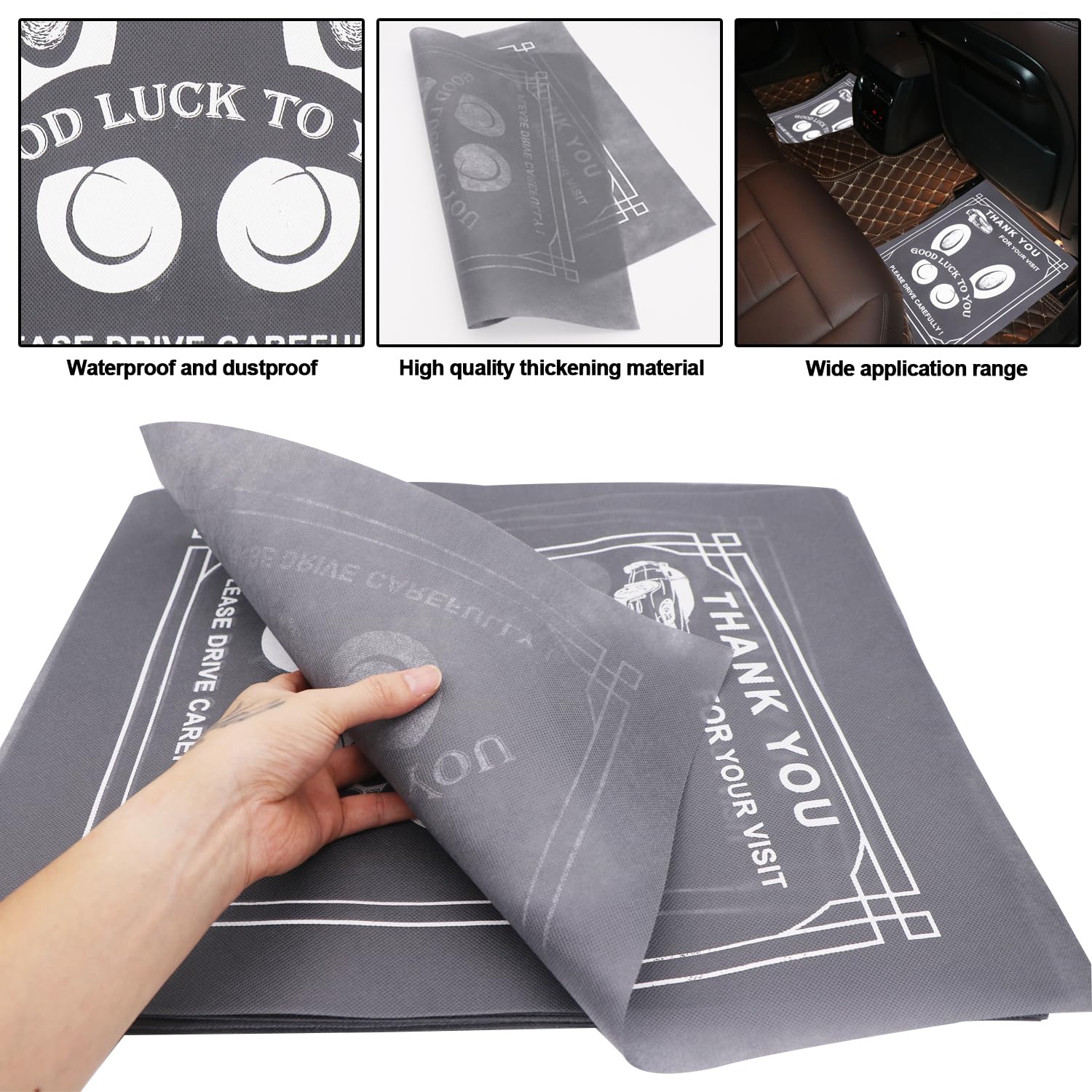 RUENXG 50PCS Grey Disposable Car Floor Mats 19 6x15 7 Inch Universal Fit Automotive Floor Protectors for SUV — view 3