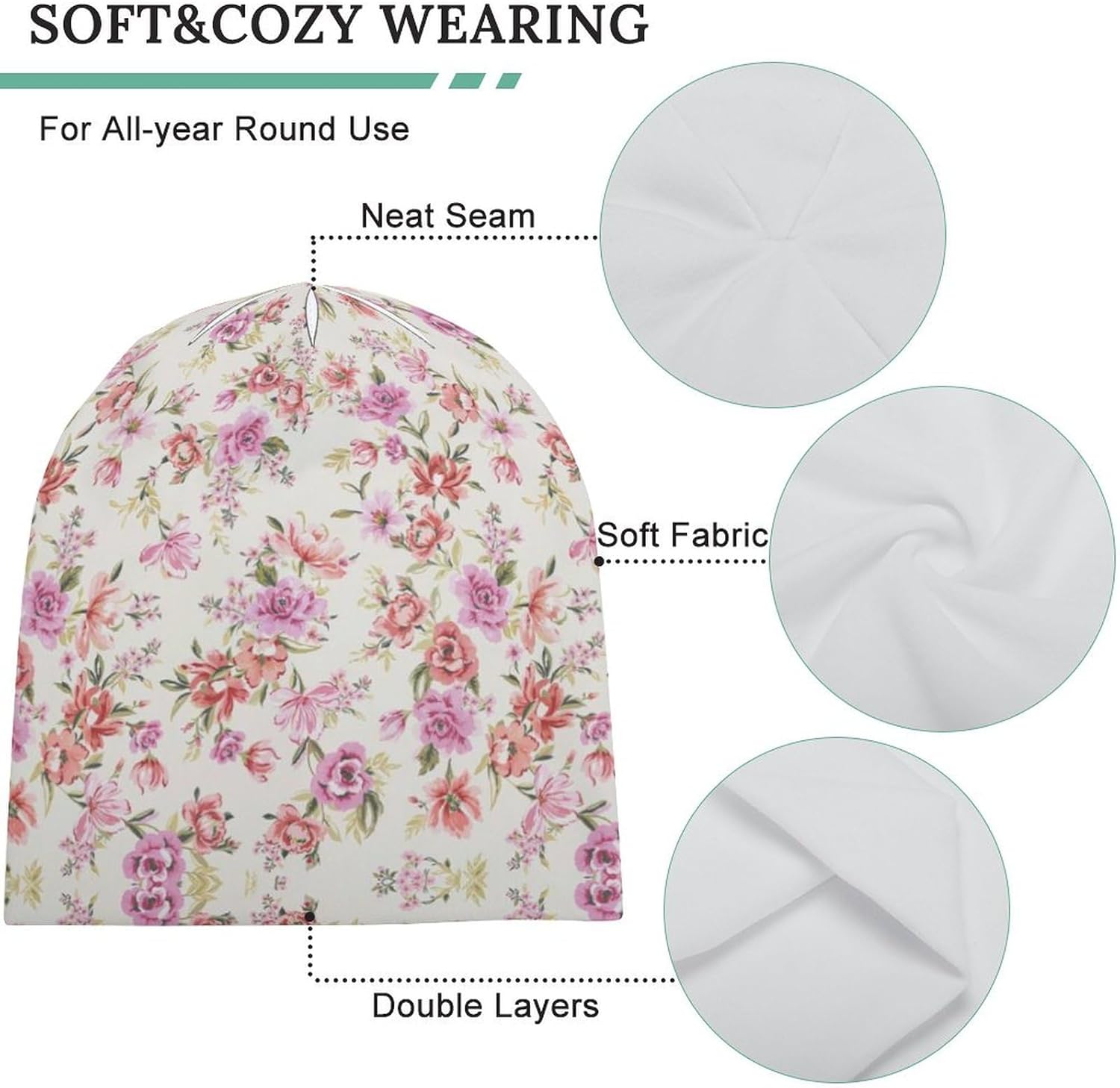 Accnicc Chemo Headwear for Women Beanies Hats Caps Cancer Headwear Hat Head Coverings Wraps Baggy Skull Cap Elastic Stretch - Image 3