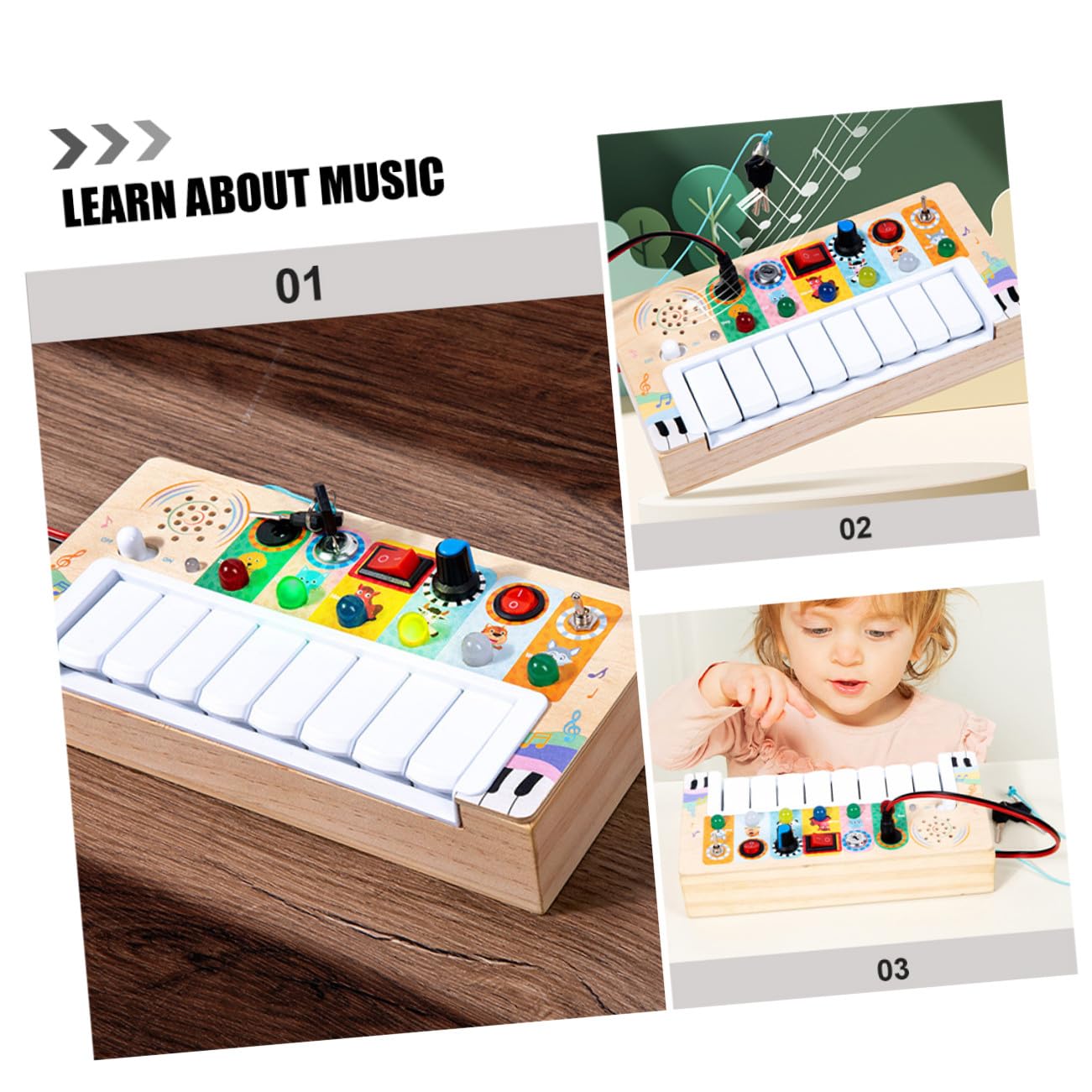 Juguete Musical Electrónico de Madera LED para Niños