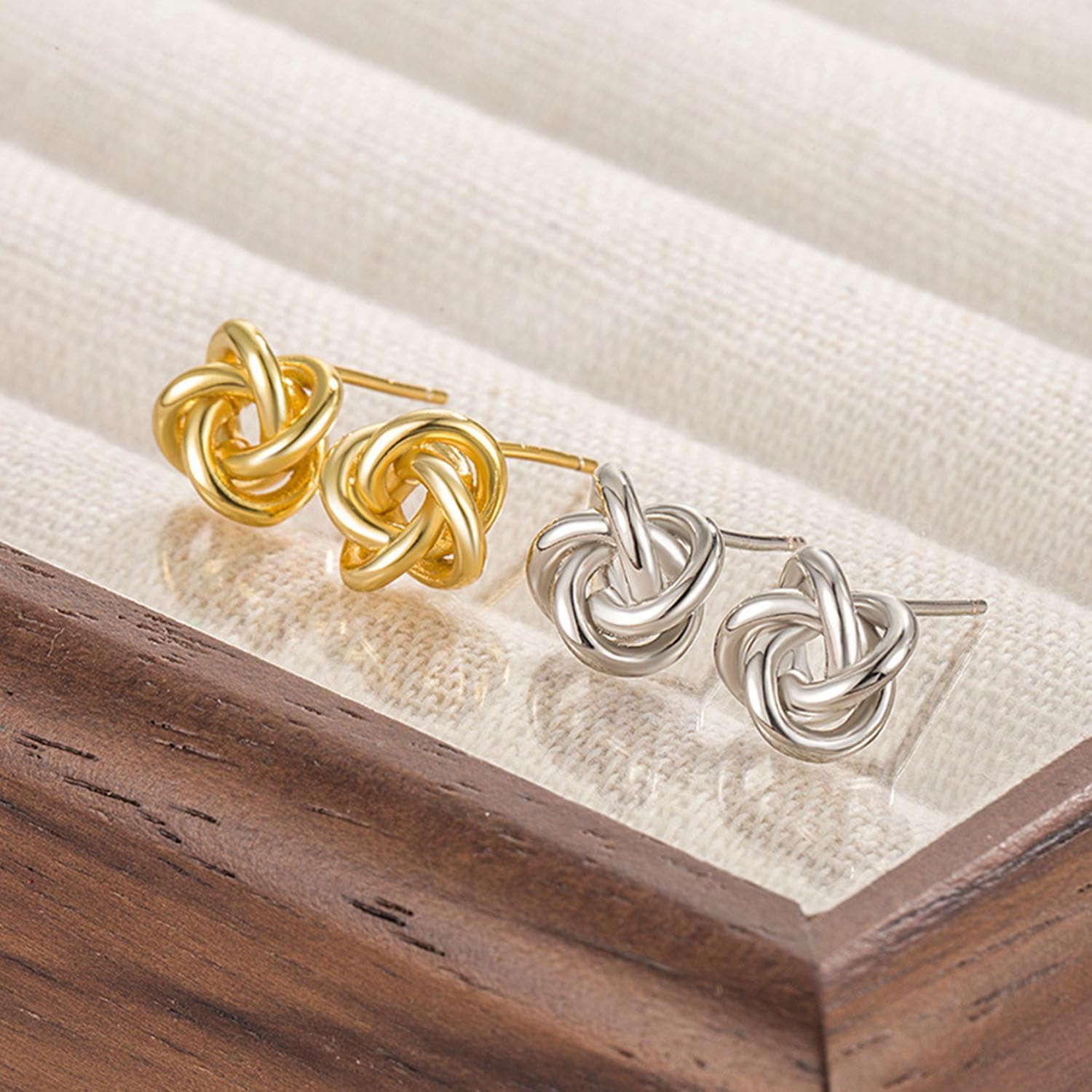 Gold Silver Knot Earrings for Women Love Knot Earrings Statement Earrings Minimalist Small Earrings Birthday Jewelry for Women - Image 4