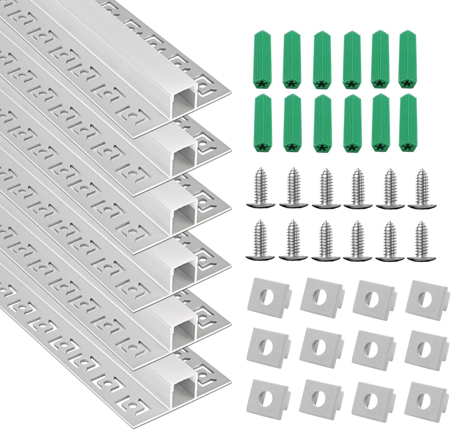 Aluminum LED Channel, Trimless Recessed Lighting System with Milky Diffuser for Ceiling & Wall, Professional Grade, 6 Pack, 3.3FT Silver Aluminum + White Cover 3.3FT/6P/#081