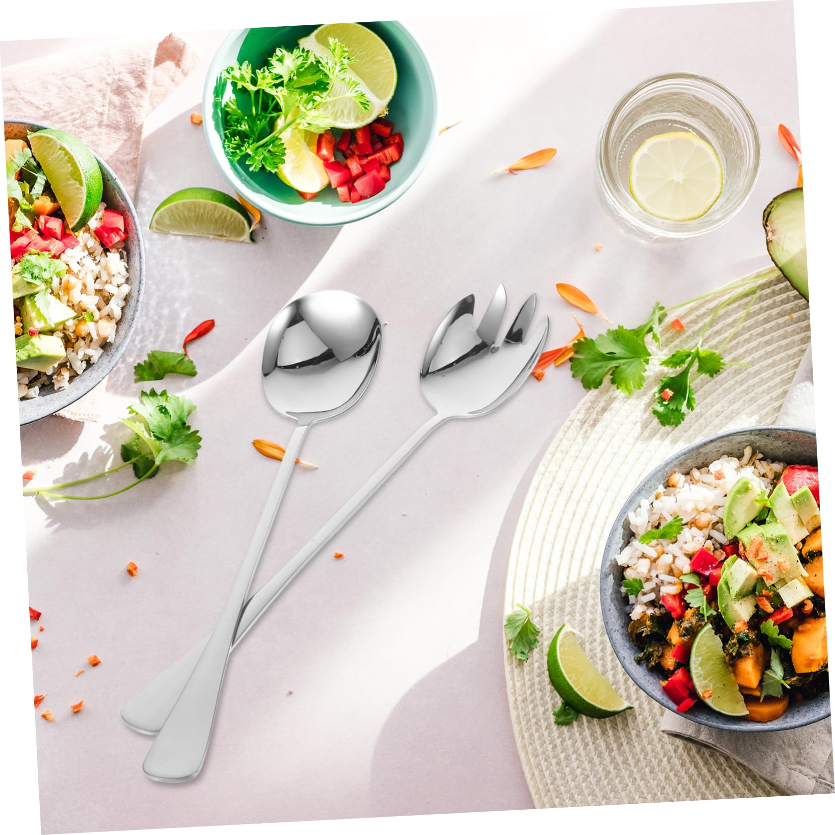 BRIGHTFUFU 1 Set Stainless Steel Buffet Serving Spoon Silver Multi-functional Spoon Stainless Steel Serving Spoons Soup Spoon Stainless Steel