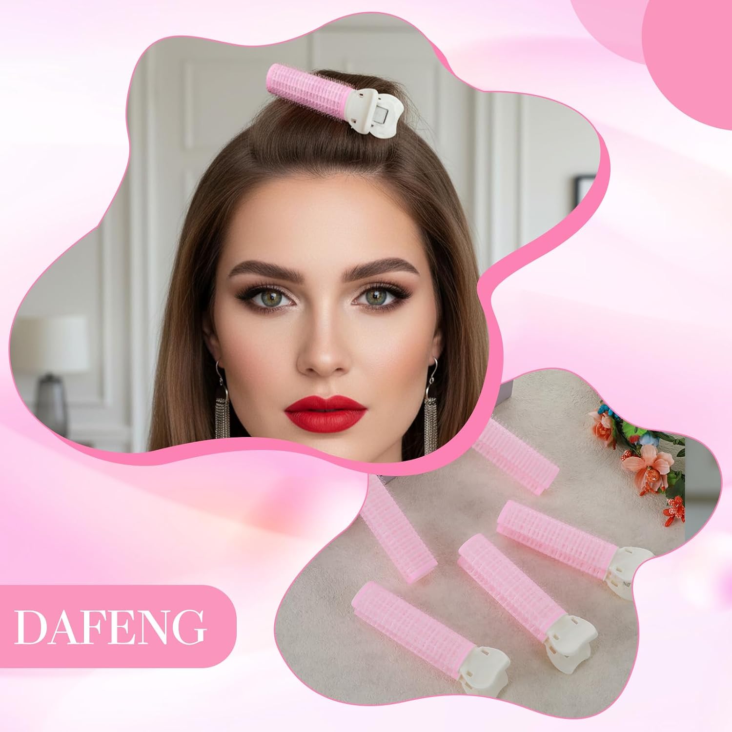 10pcs Volumizing Roller Clips, Plastic Hair Root Clips, Pink image 5