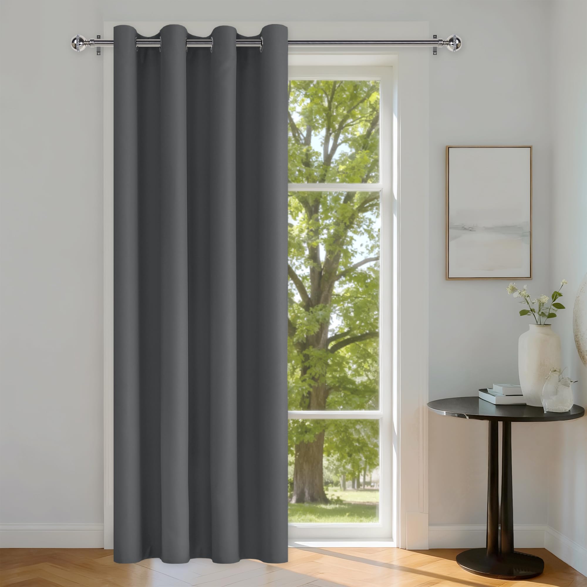 DWCN Verdunklungsvorhänge Blickdichte Dunkelgrau H210xB132cm Gardine mit Ösen Türvorhang Raumteiler Vorhänge Raumtrenner Thermovorhang Schallschutz Vorhang für Wohnzimmer,Büro,Schlafzimmer,1 Stück