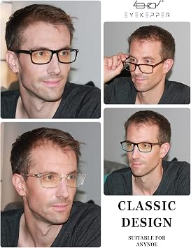 Eyekepper Blue Light Glasses Men Women, Black Frame 2 Pack Eyeglasses | Spring hinge frame, blue light filtering lenses, multiple magnification options, design for reading and screen use