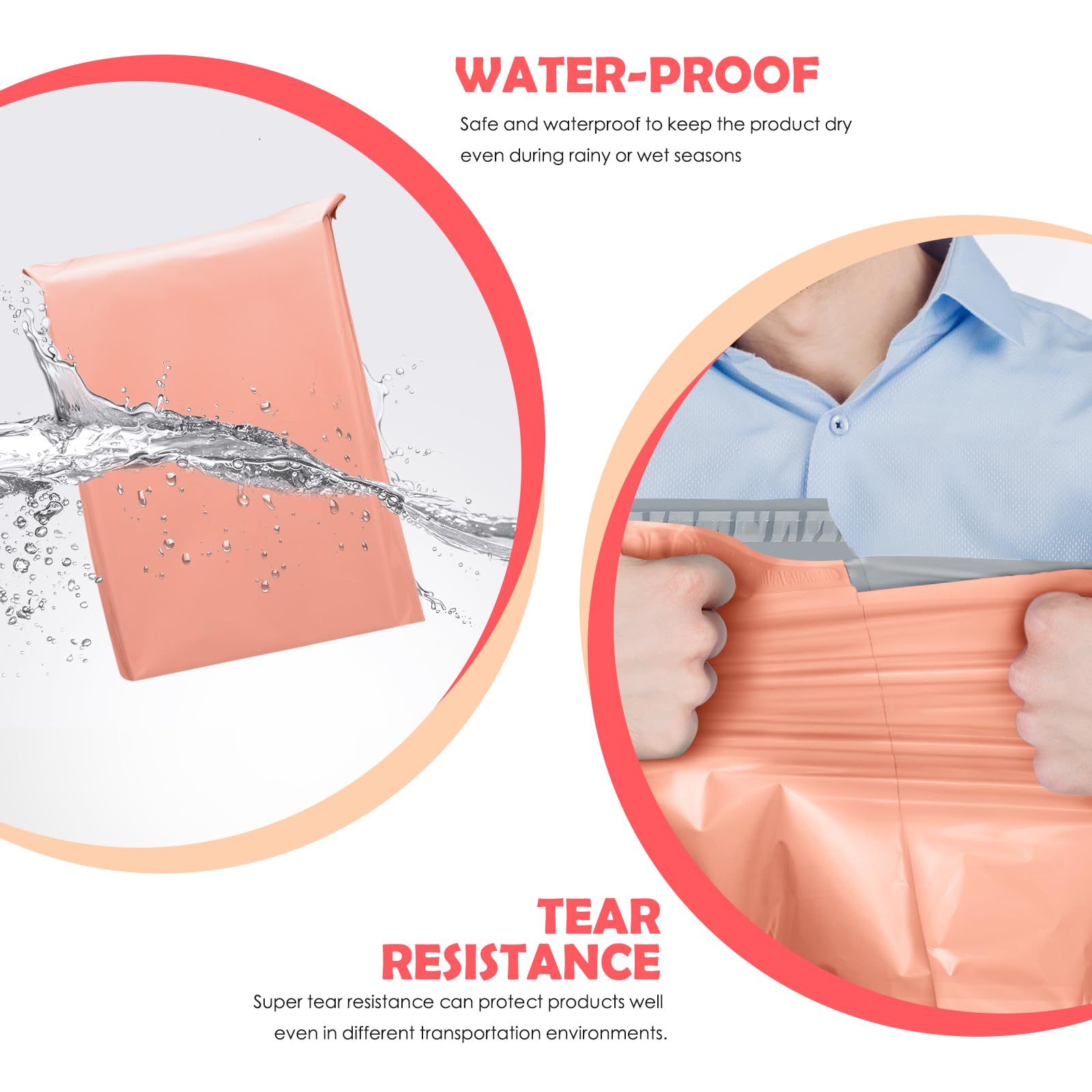 GSSUSA 100 buste grandi in poliestere, 19 x 24, forti buste adesive per abbigliamento, buste impermeabili e resistenti agli strappi, buste in poliestere per spedizioni in rosa pesca