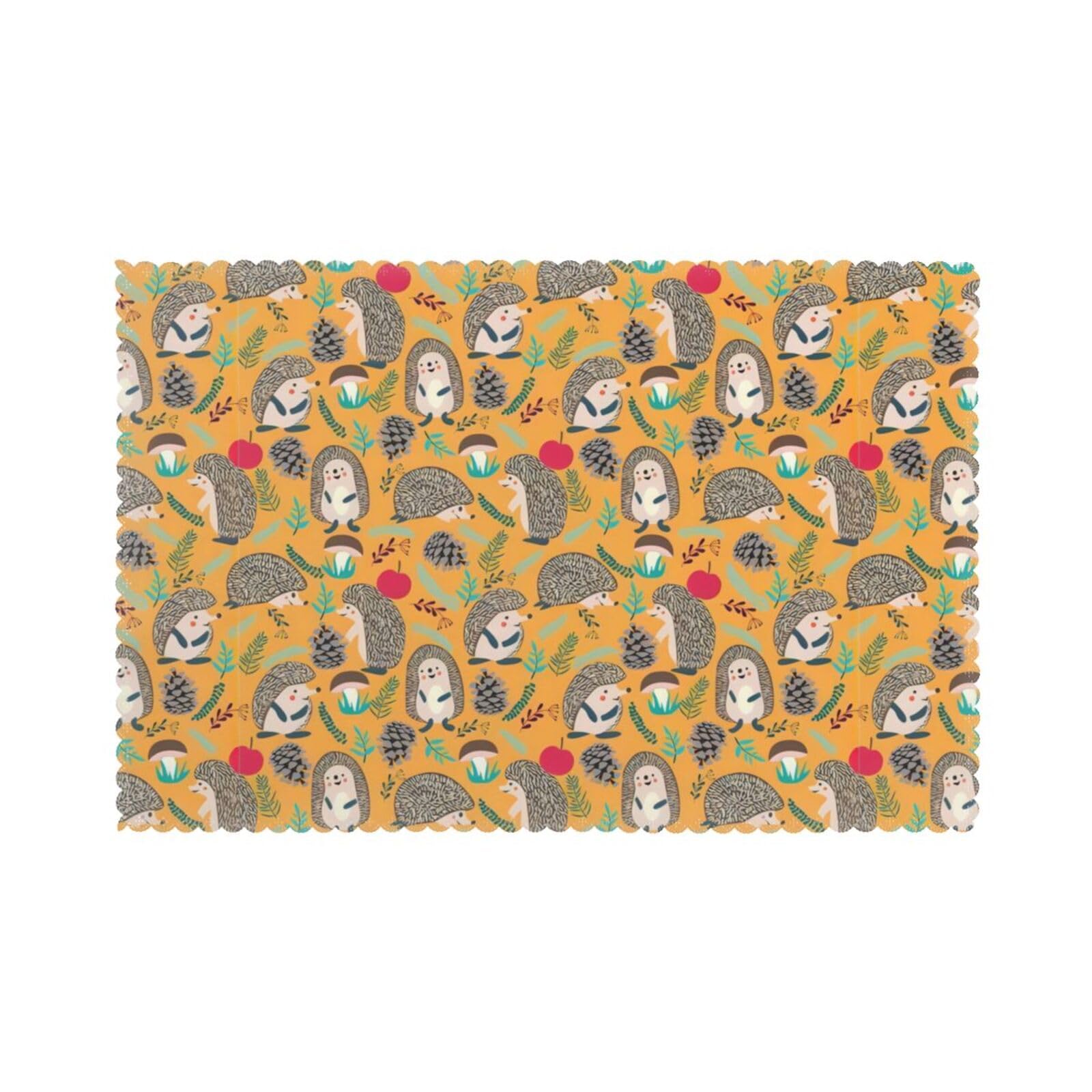 YYHHAOFA Hedgehog Prints Placemats Set of 6 12x18in – A Thoughtful Housewarming Gift for Stylish Hosts