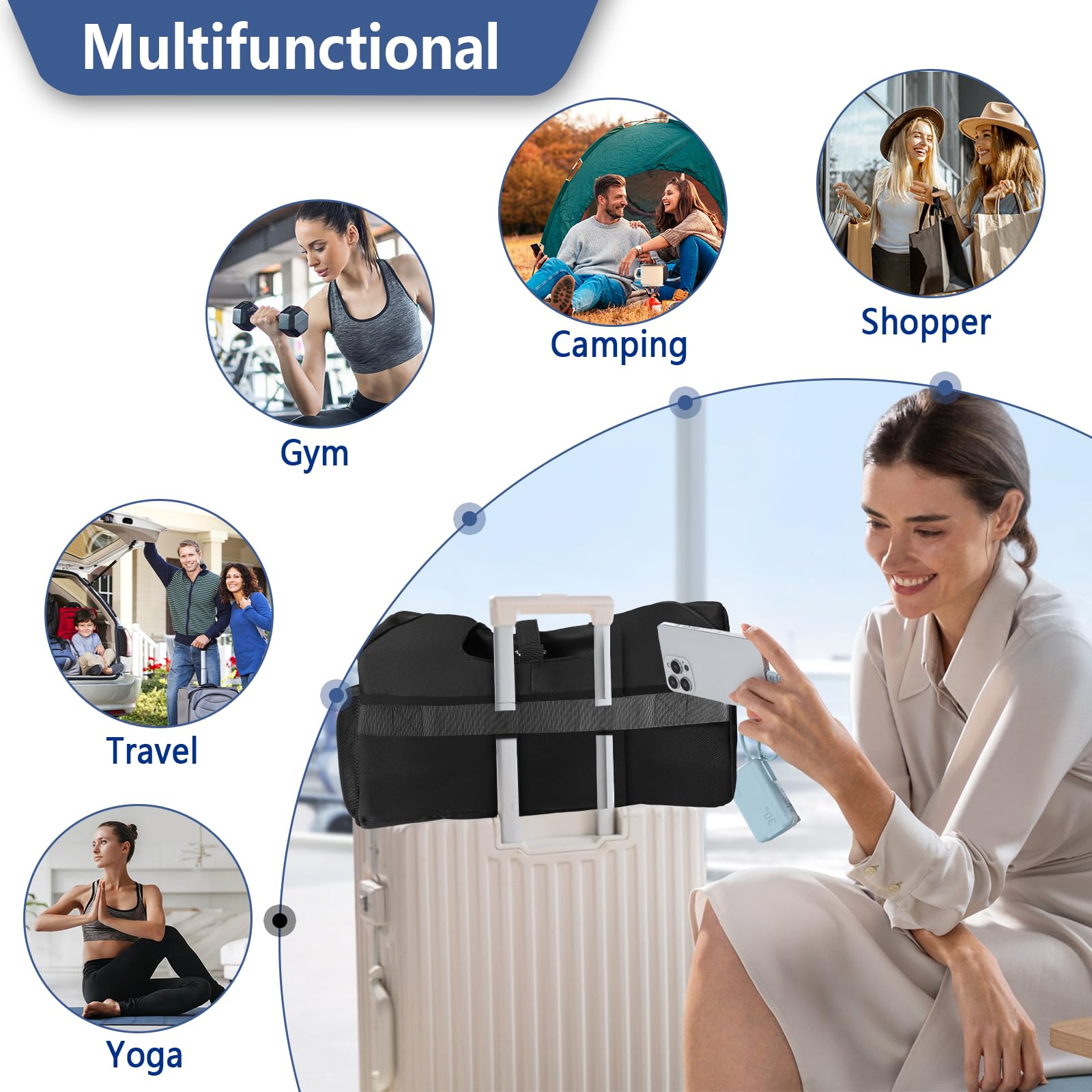 Bolsa Gimnasio Grande, Bolsa Deporte Fitness Mujer y Hombre, Bolsa Grande para Esterilla de Yoga, Bolso de Gimnasio para Viaje, Natación con Zapatero Independiente y Bolsillo Impermeable — view 7