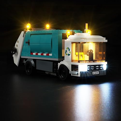 Rorliny Kit de luz LED para camión de reciclaje Lego City 60386, kit de iluminación creativa compatible con Lego 60386 (solo luces, sin juego de