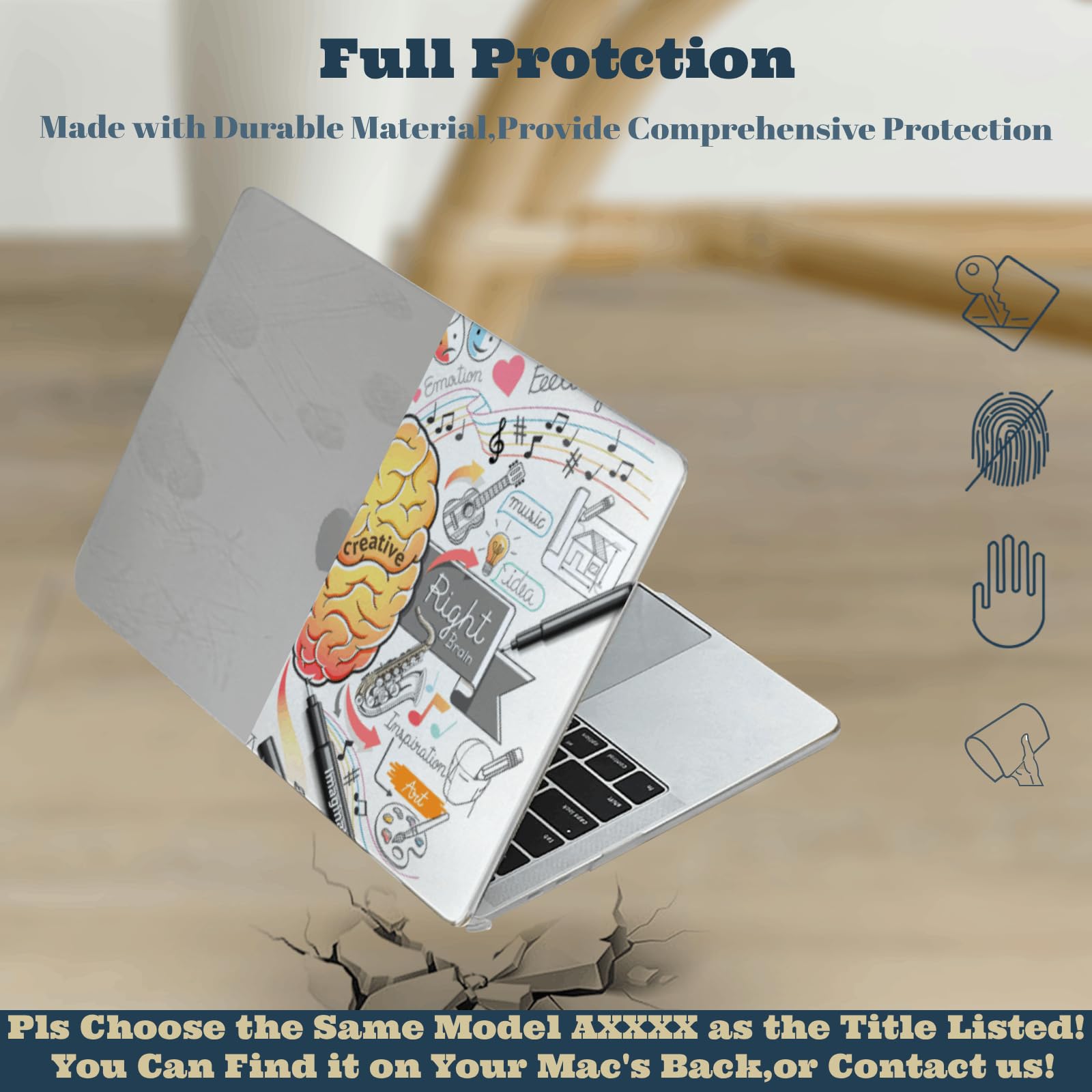 Funda Protectora para MacBook Air 13 Pulgadas M5 M4 M3 M2 A3240 A3113 A2681 Carcasa Dura para Macbook Air 13,6" 2025 2024 2022,Estuche Cover Dura Fina,Cerebral Izquierdo y Derecho