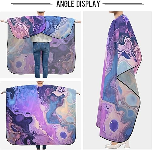 Miniatura 5 de Magical Ink Textures Professional Barber Cape Waterproof Hair Cutting Salon Cape with Snap Closure Multifunctional Barber Apron for Men and Women