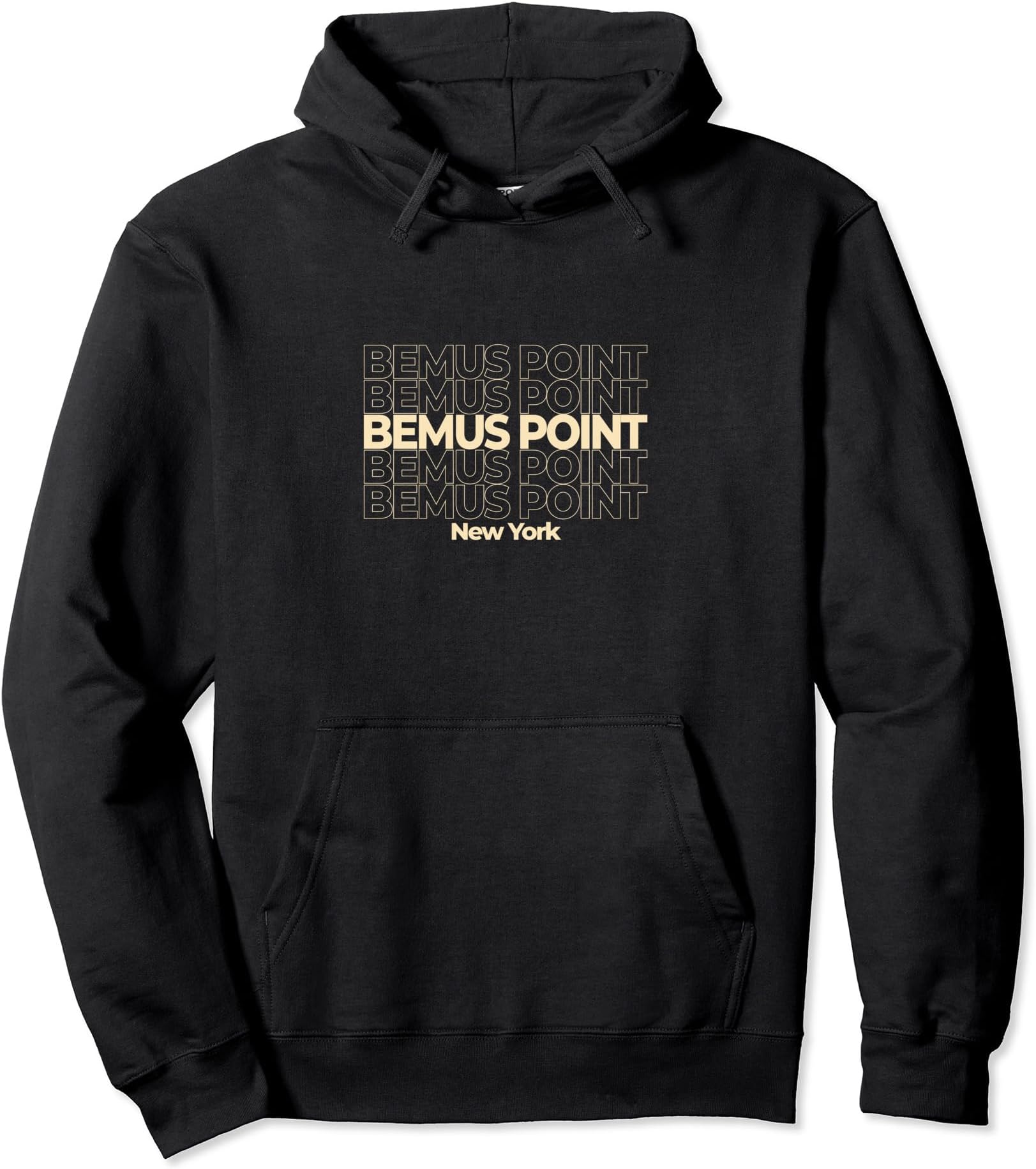 Vintage Bemus Point, New York Repeating Text Pullover Hoodie