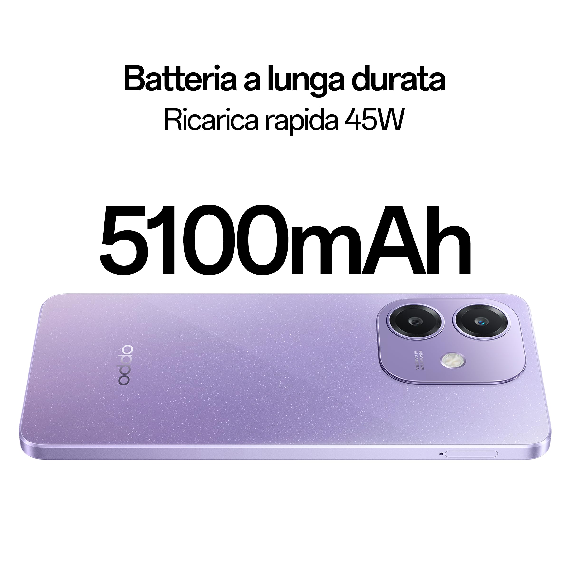 OPPO A40 Smartphone, Fotocamera AI 50MP, Selfie 5MP, Display 6.67” 90HZ LCD HD+, 5100mAh, RAM 4 Esp 8GB (+4GB Virtuali) +ROM 128GB, IP54, Supporto Auto [Versione Italia], Starry Purple