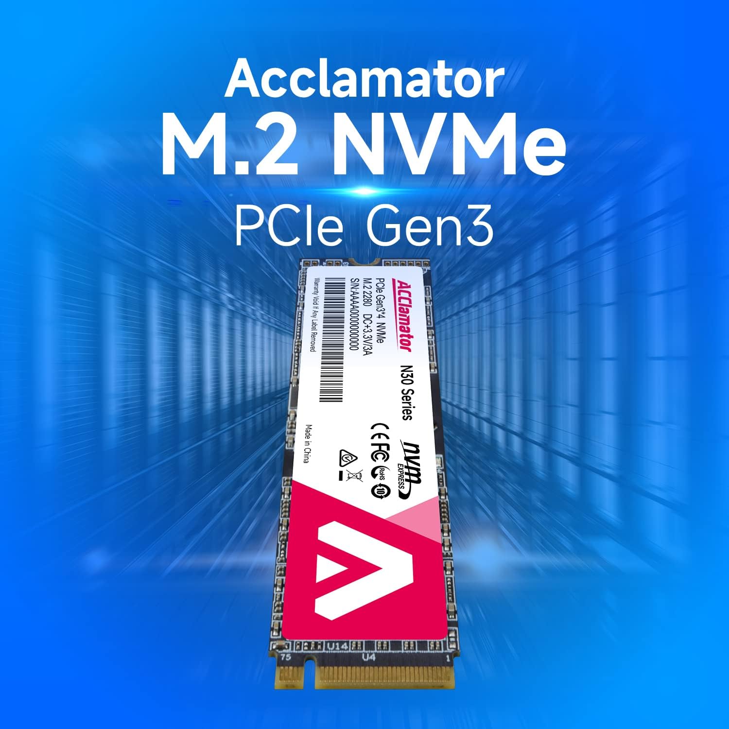 Amazon | Acclamator N30 SSD 512GB NVMe M.2 2280 PCIe Gen 3.0×4 3D