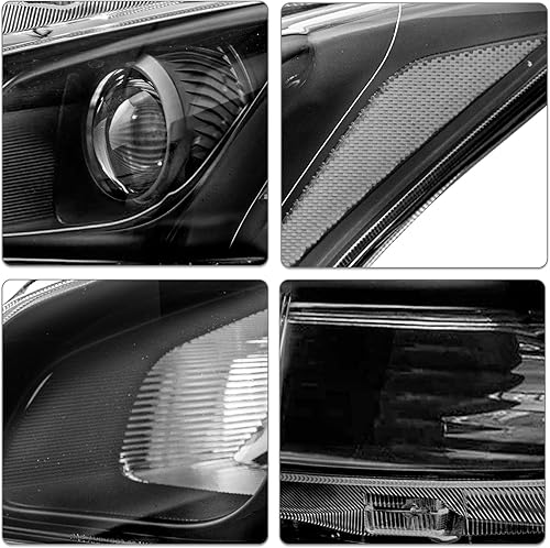 Miniatura 4 de Conjunto de faros halógenos compatible con Nissan Maxima 2009-2014 de 4 puertas, lado del conductor y del pasajero, carcasa negra, reflector