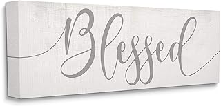 Stupell Industries Soft Grey Blessed Typography Over Neutral Off-White, Designed by Daphne Polselli Canvas Wall Art, 13 x 30