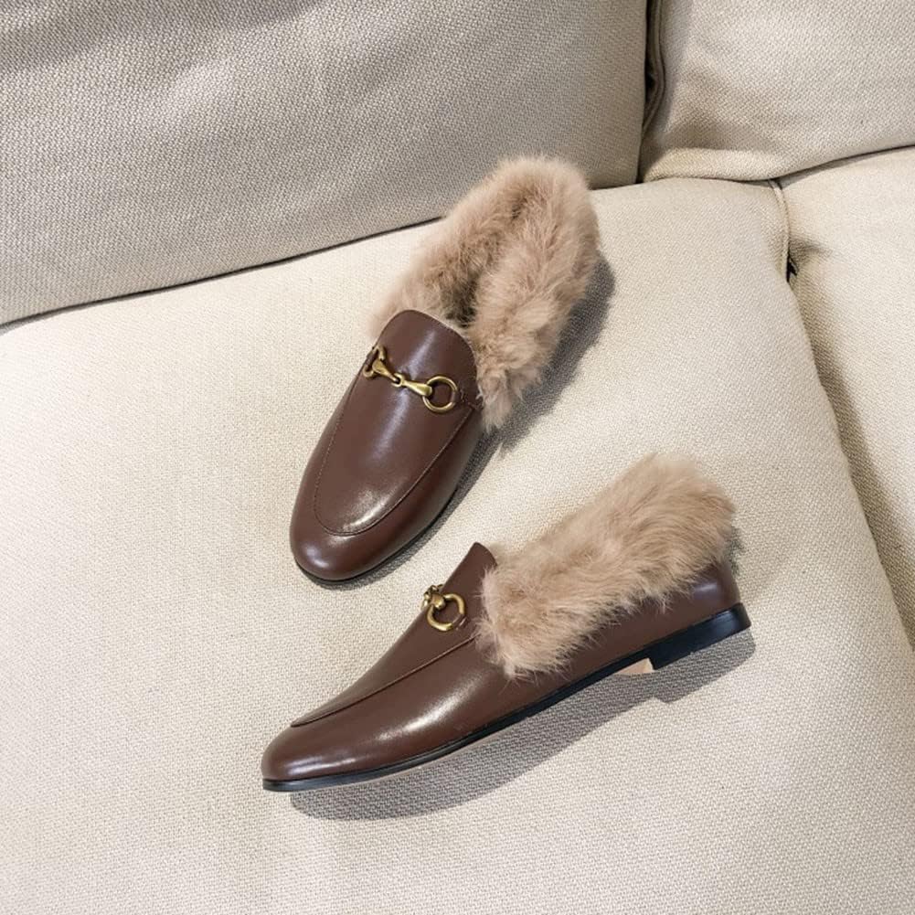 Divanne Loafers for Women, Womens Loafer Flats Gold Chain Penny Loafers Slip On Fur Loafer Mules - Image 4