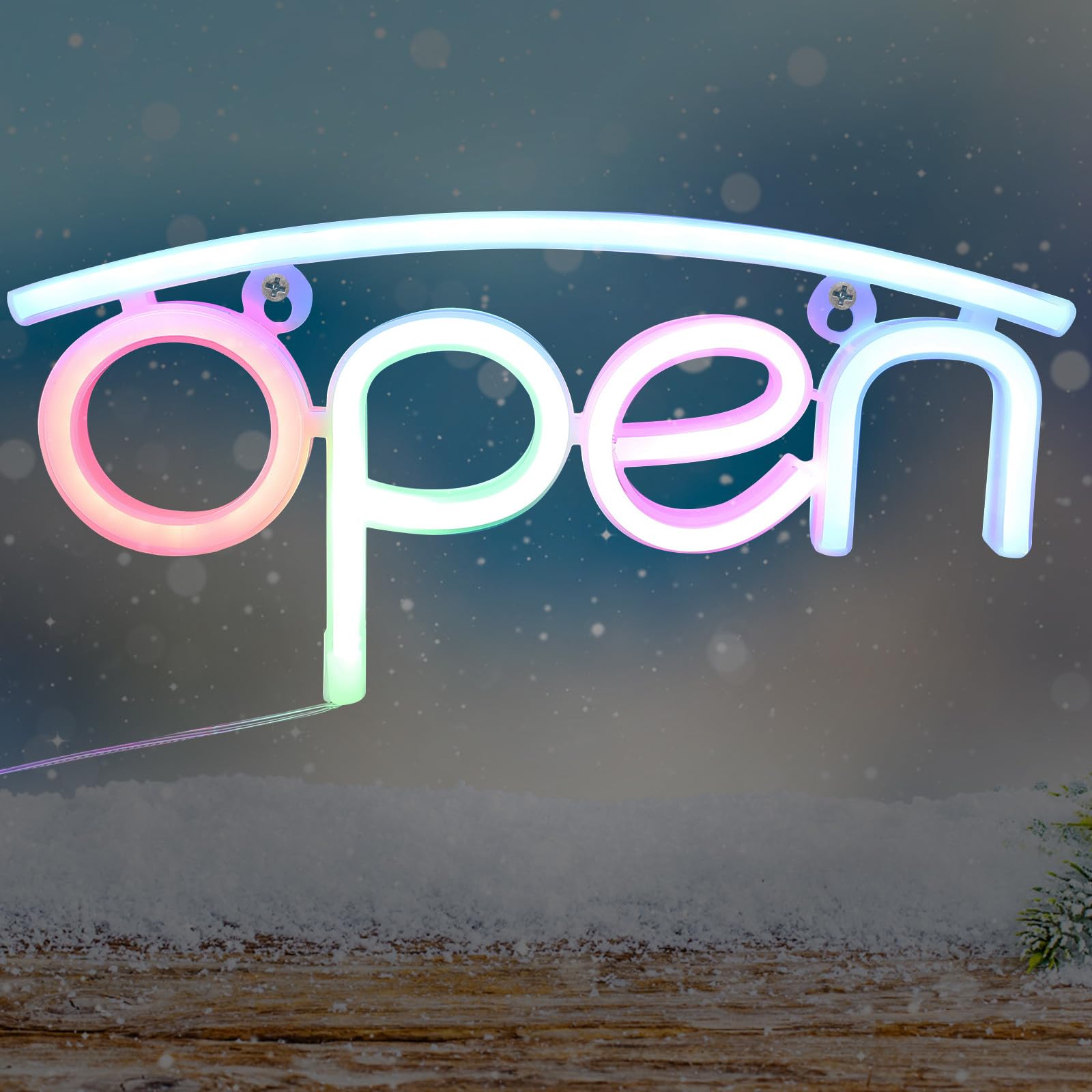 Baluue Luce al Neon Aperta LED Decorativa da Parete in Pvc Argento Alimentazione a 3 Batterie Aa, Luce Non Abbagliante per Camere da Letto e Locali, Certificata Ip45