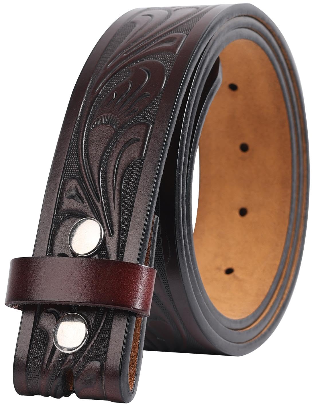 Ssumday Western Belts for Men Women without Buckle Cowboy Belt 1 5 Genuine Leather Belt for Jeans Pants