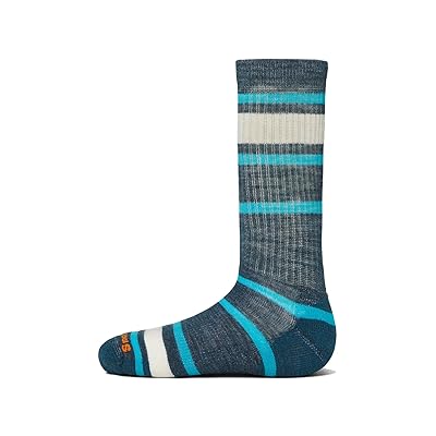 Smartwool Kids Hike Light Cushion Striped Crew Socks (Toddler/Little Kid/Big Kid) Kids Shoes Twilight Blue
