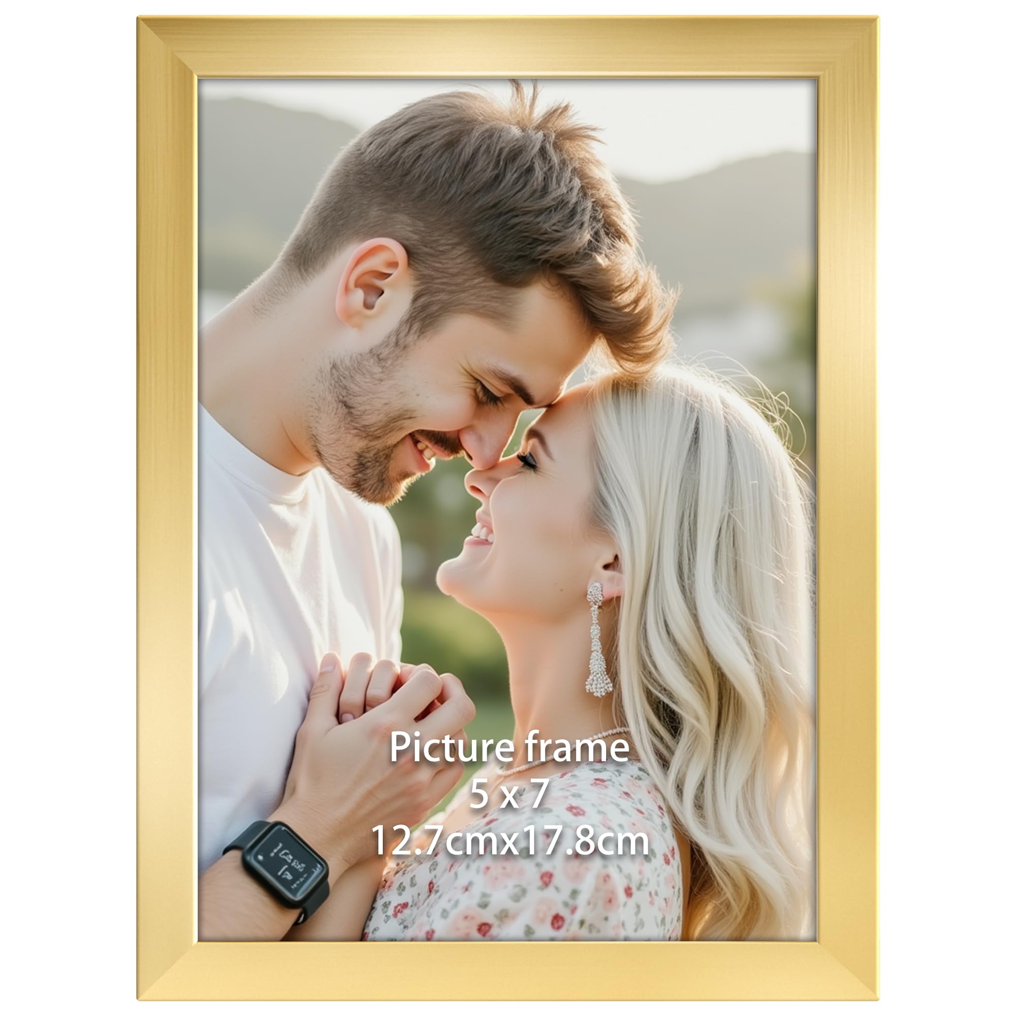 Ditwis 5x7 Picture Frame Gold, Modern Photo Frame for Living Room, Bedroom and Office, Wall or Desktop Display, Vertical or Horizontal