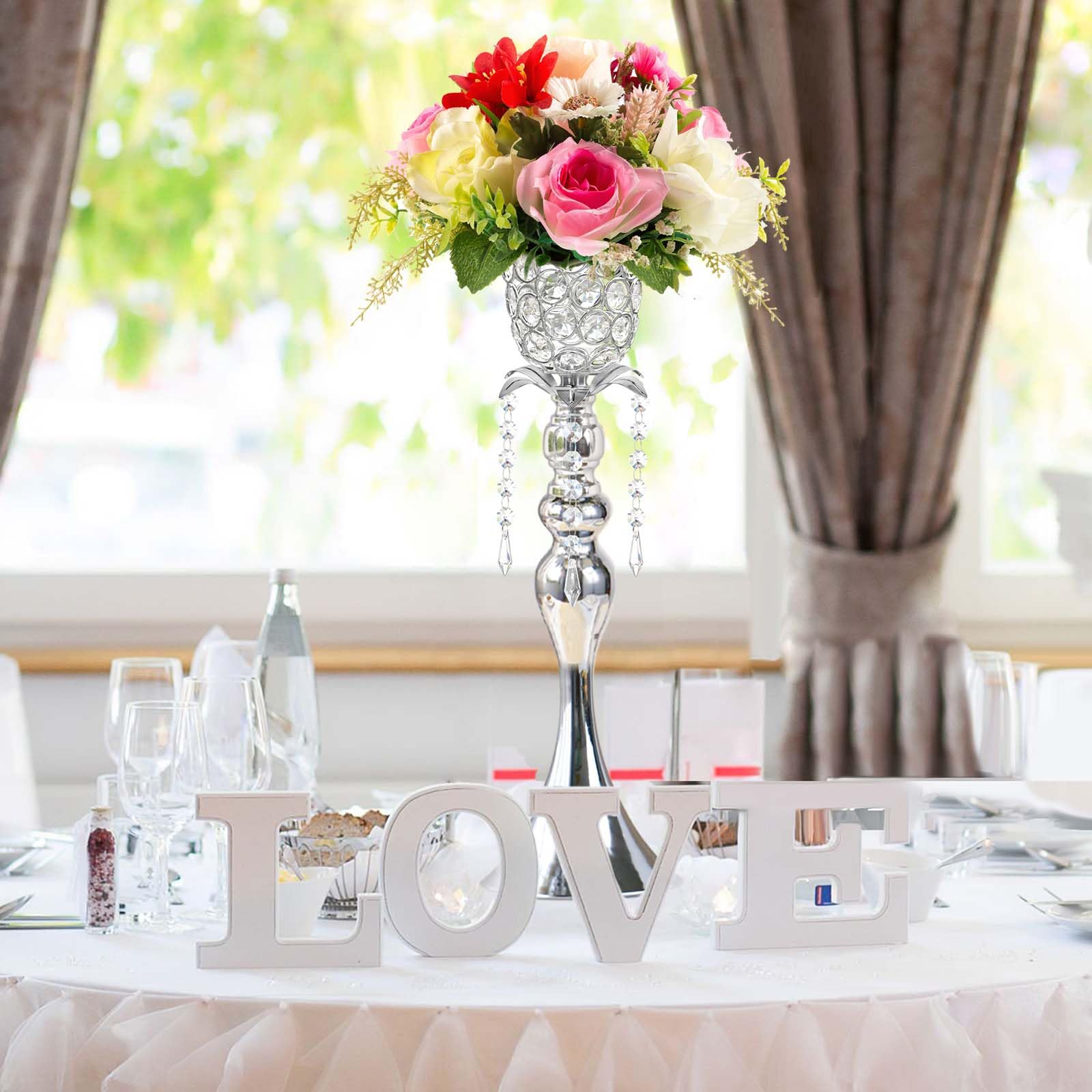 YUNRUX Juego De 6 Jarron De Cristal Dorado, Decoración De Ma