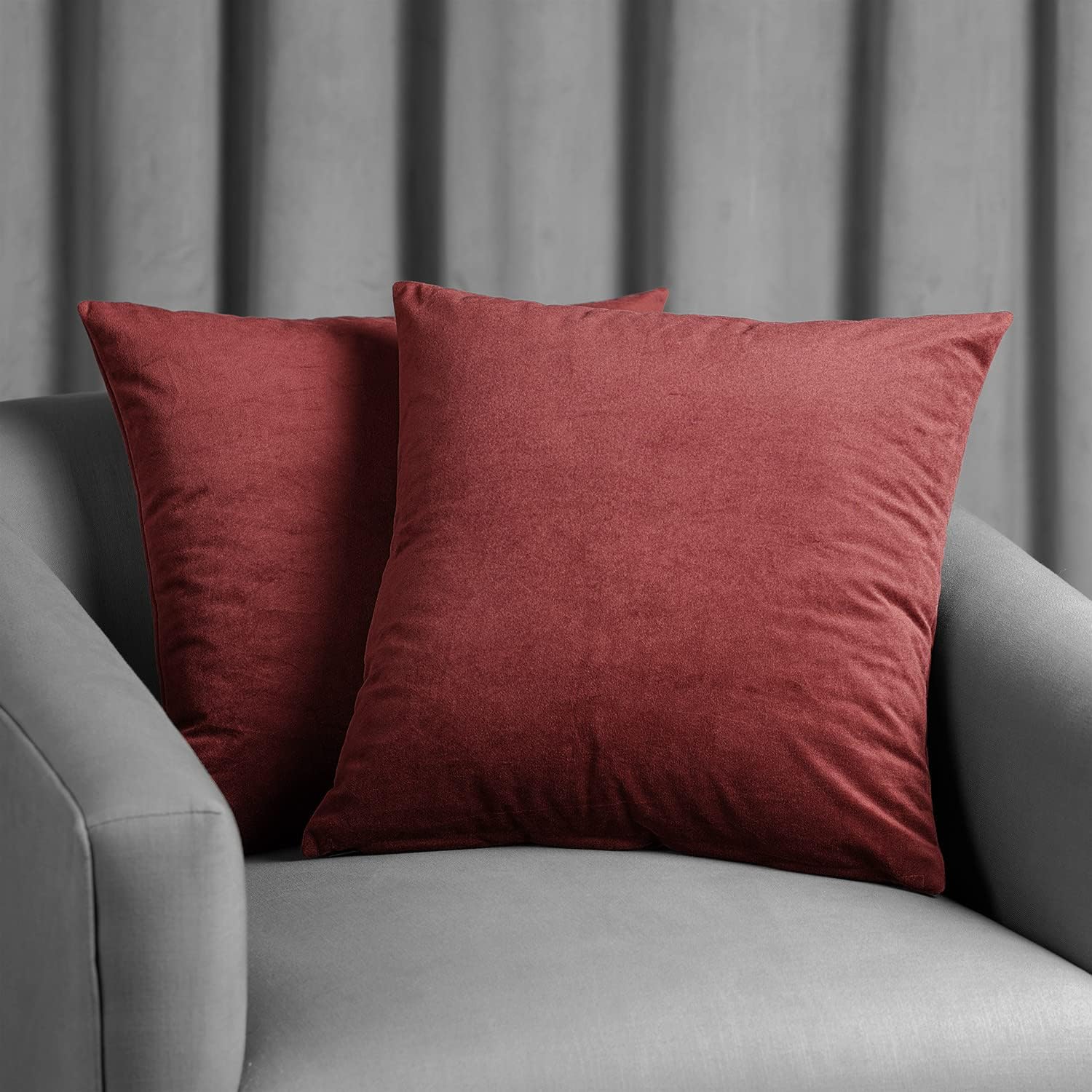 HPD Half Price Drapes Cushion Cover 18 x 18 Signature Velvet - VPCH-192018-CC18PR - Pair, Burgundy