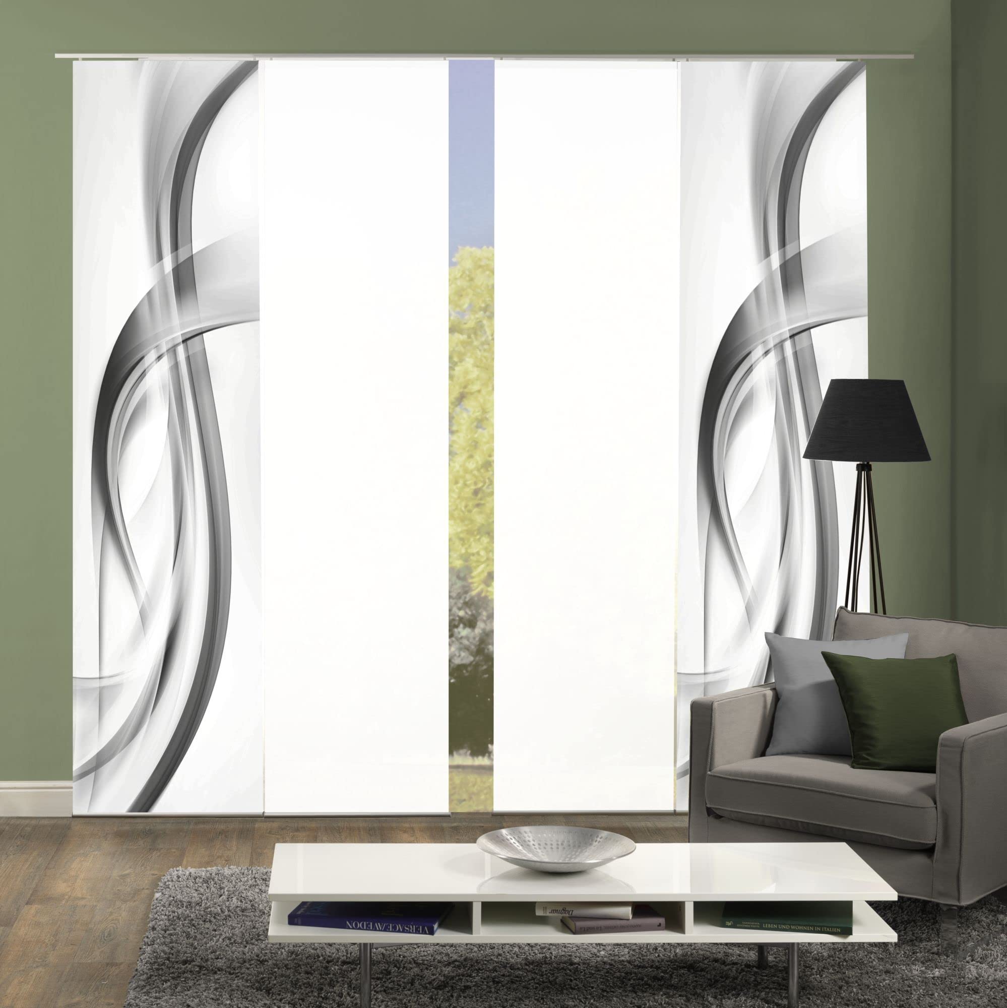 4er-Set Schiebevorhänge Malea Blickdicht, Höhe 245 cm, grau