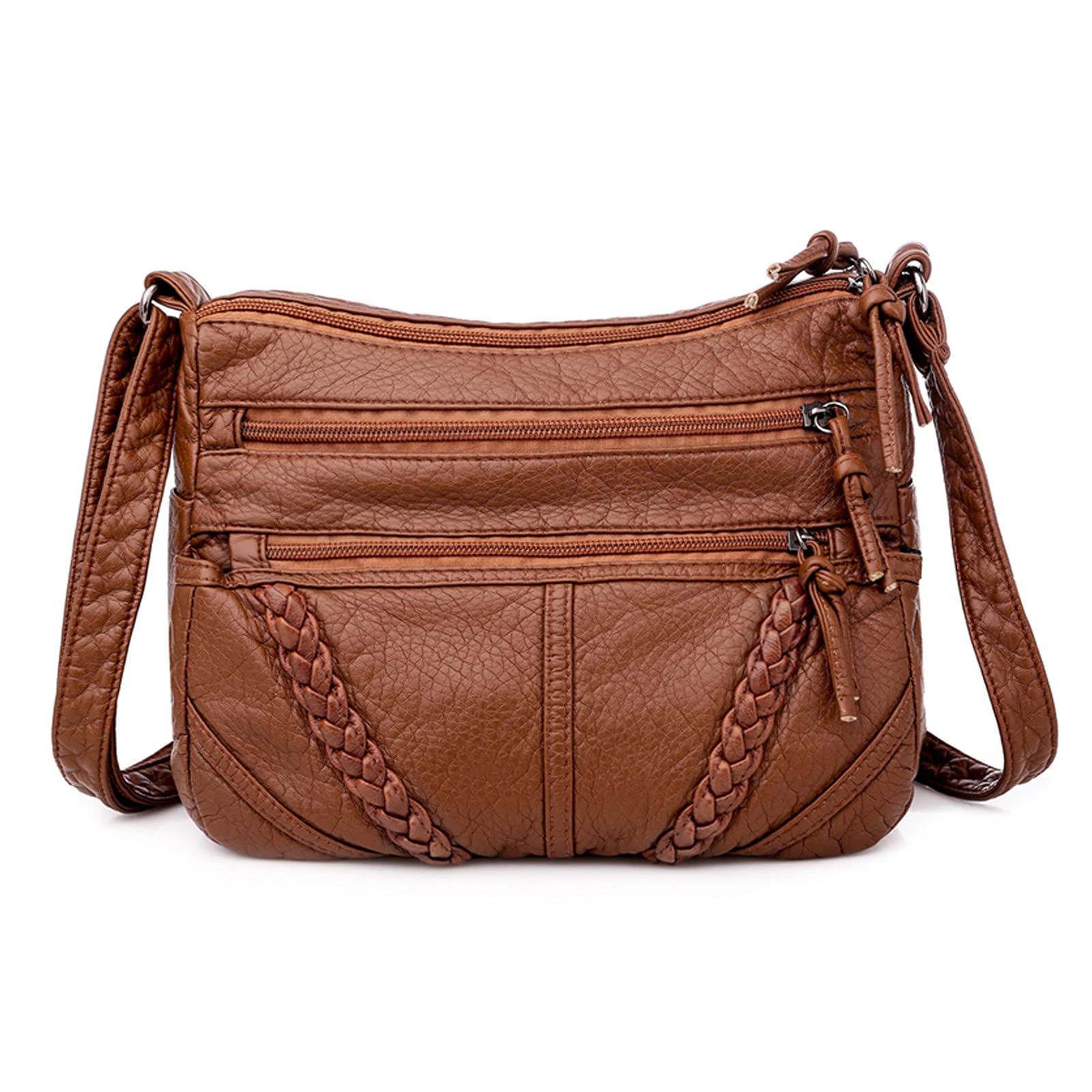 FANDARE Lichtgewicht Schoudertas Handtassen Schoudertassen Vrouwen Draagtas Schoudertas PU Leer Waterdicht Tiener Draagbare Portemonnee Reizen Werk School Telefoon Crossbody Bag, grijs., L