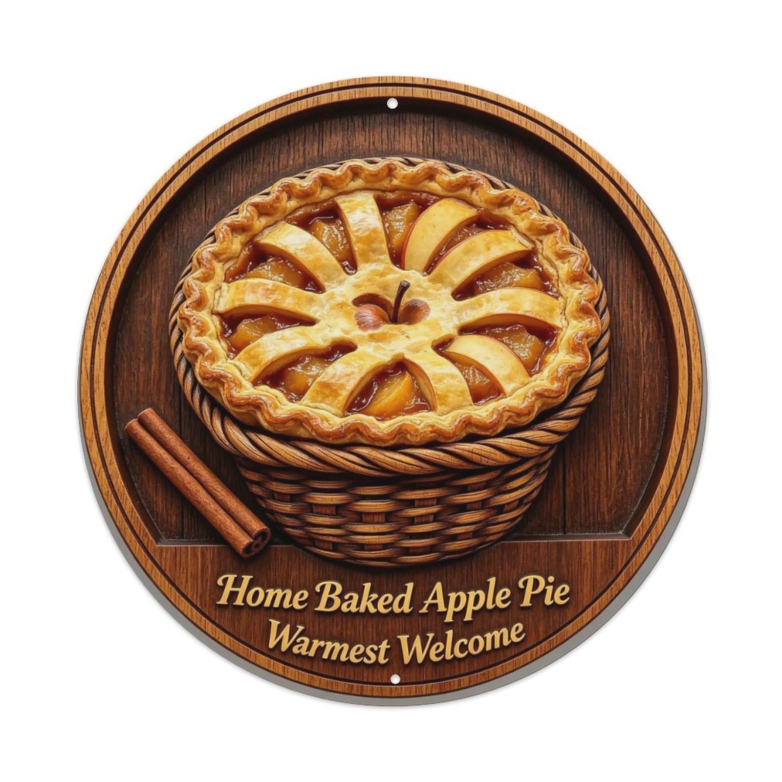 Home Baked Apple Pie Warmest Welcome Metal Tin Sign Plaque