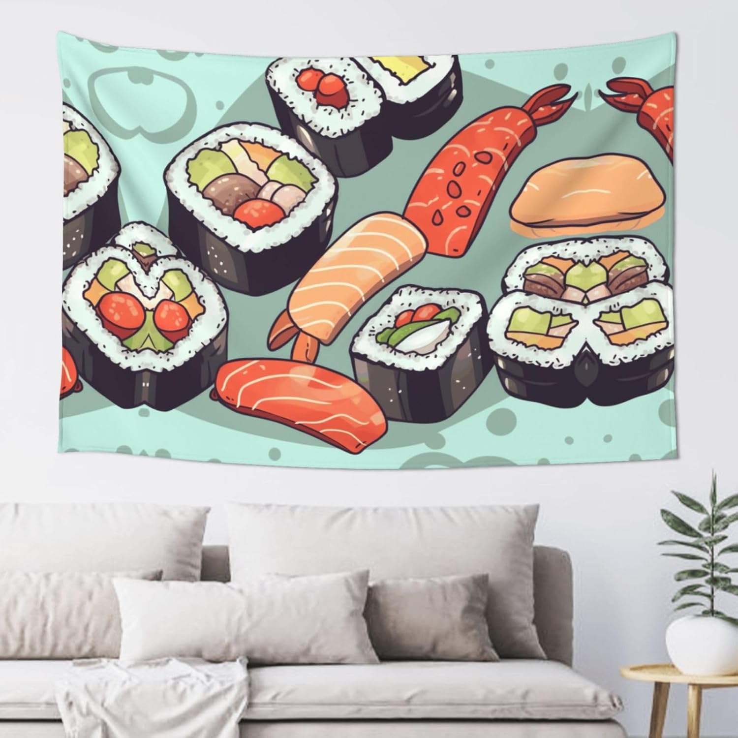 WEIHAKO Tapestry Wide Wall Hanging Tapestry Lightweight Wall Blanket Sushi Tapestry Vintage Mural Wall Art Home Decor Aesthetic Tapestries for Bedroom Dorm Living Room 60x40 Inch