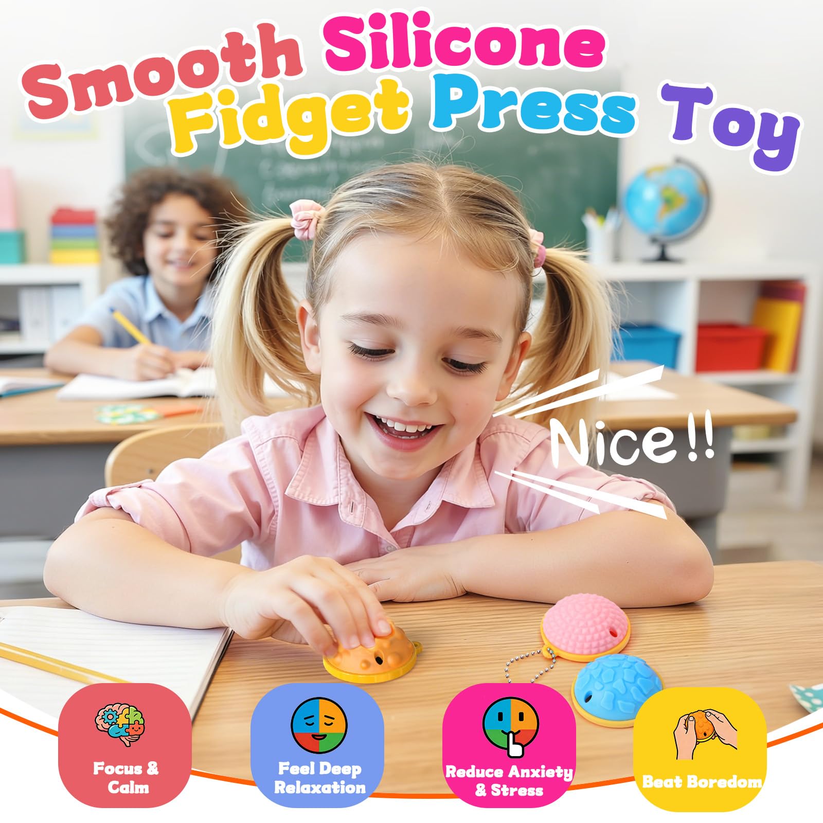 Sensory Fidget Toys Half Ball Keychain for Kids & Adults, 6 Pack Worry Dome Fidgets Toy for Autism ADHD - Image 3