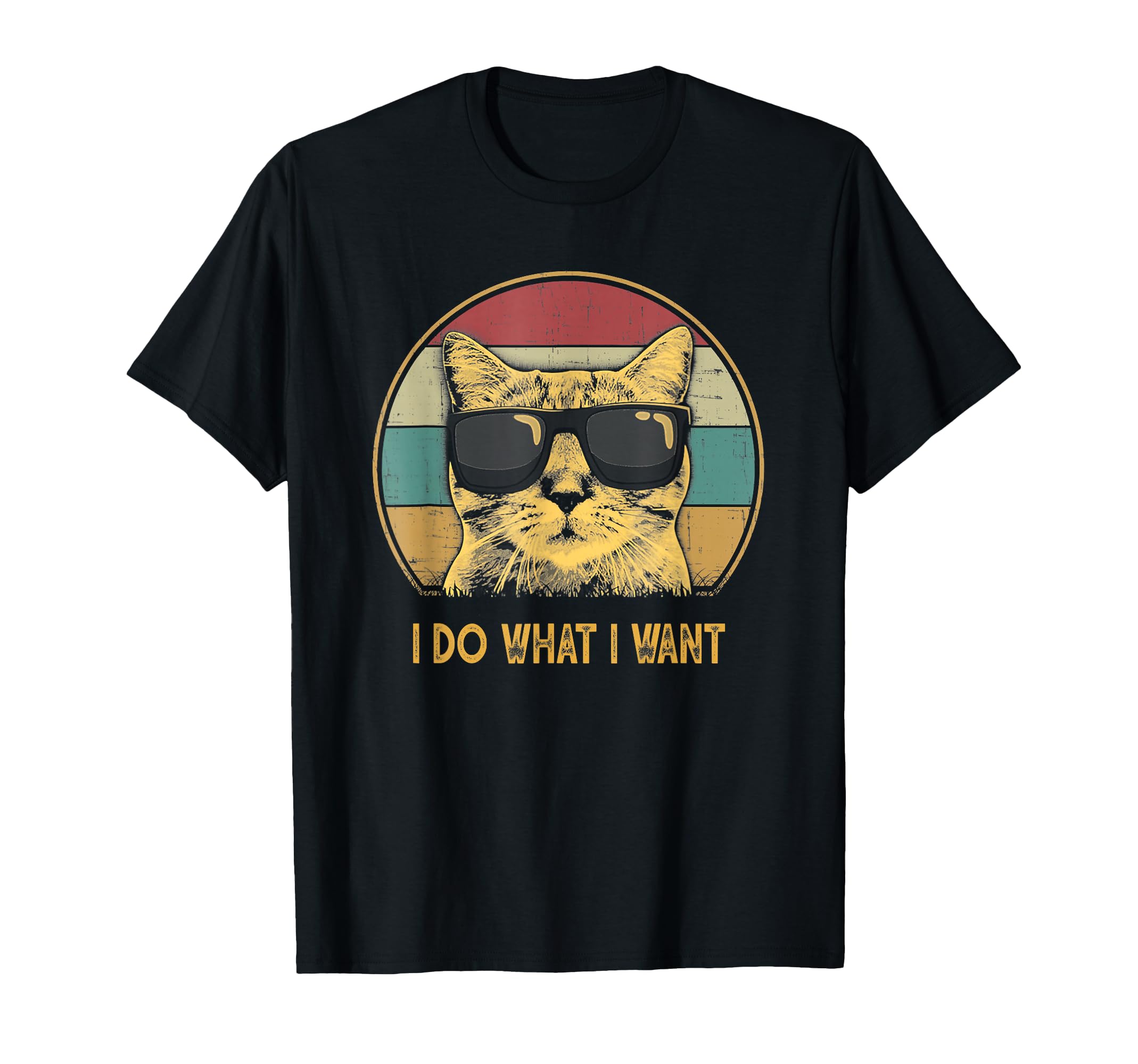 Retro I do What I Want cat Funny cat Lover T-Shirt Small